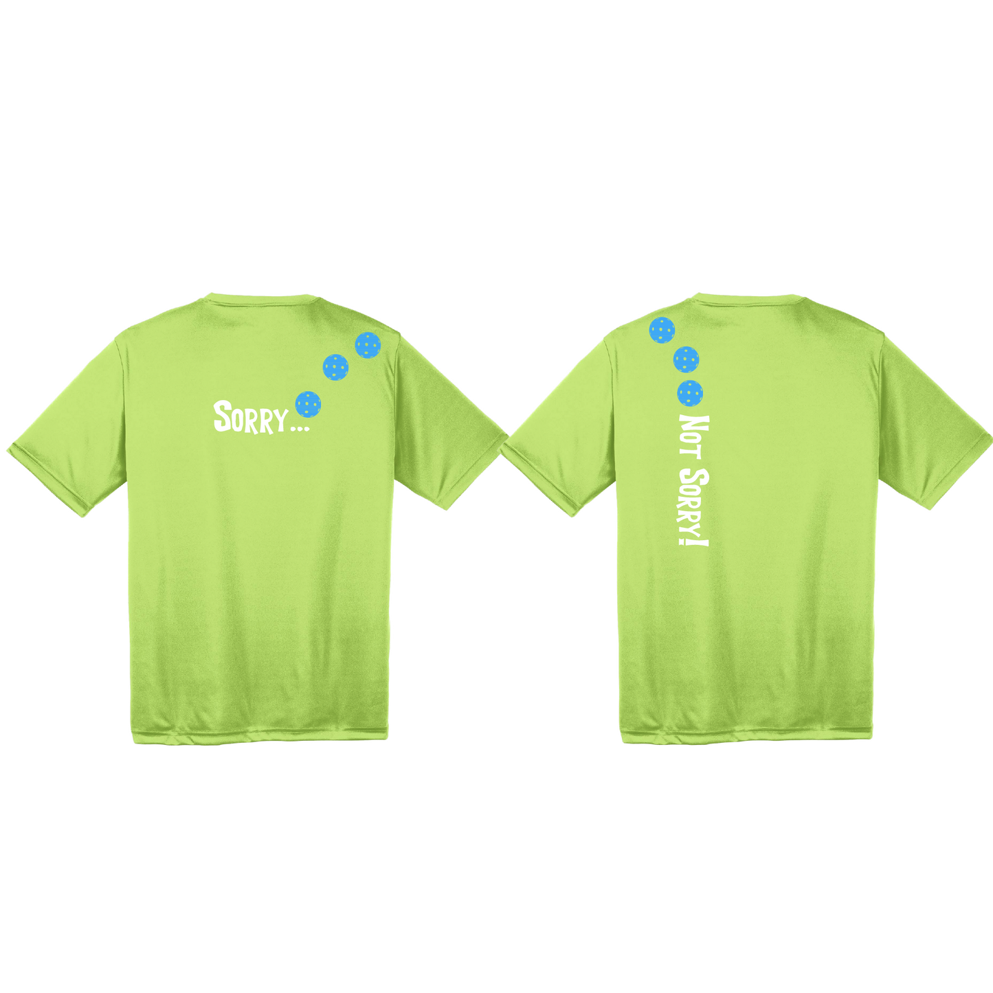 Sorry Not Sorry (Pickleballs Cyan Green Orange) | Men's Short Sleeve Athletic Shirt | 100% Polyester