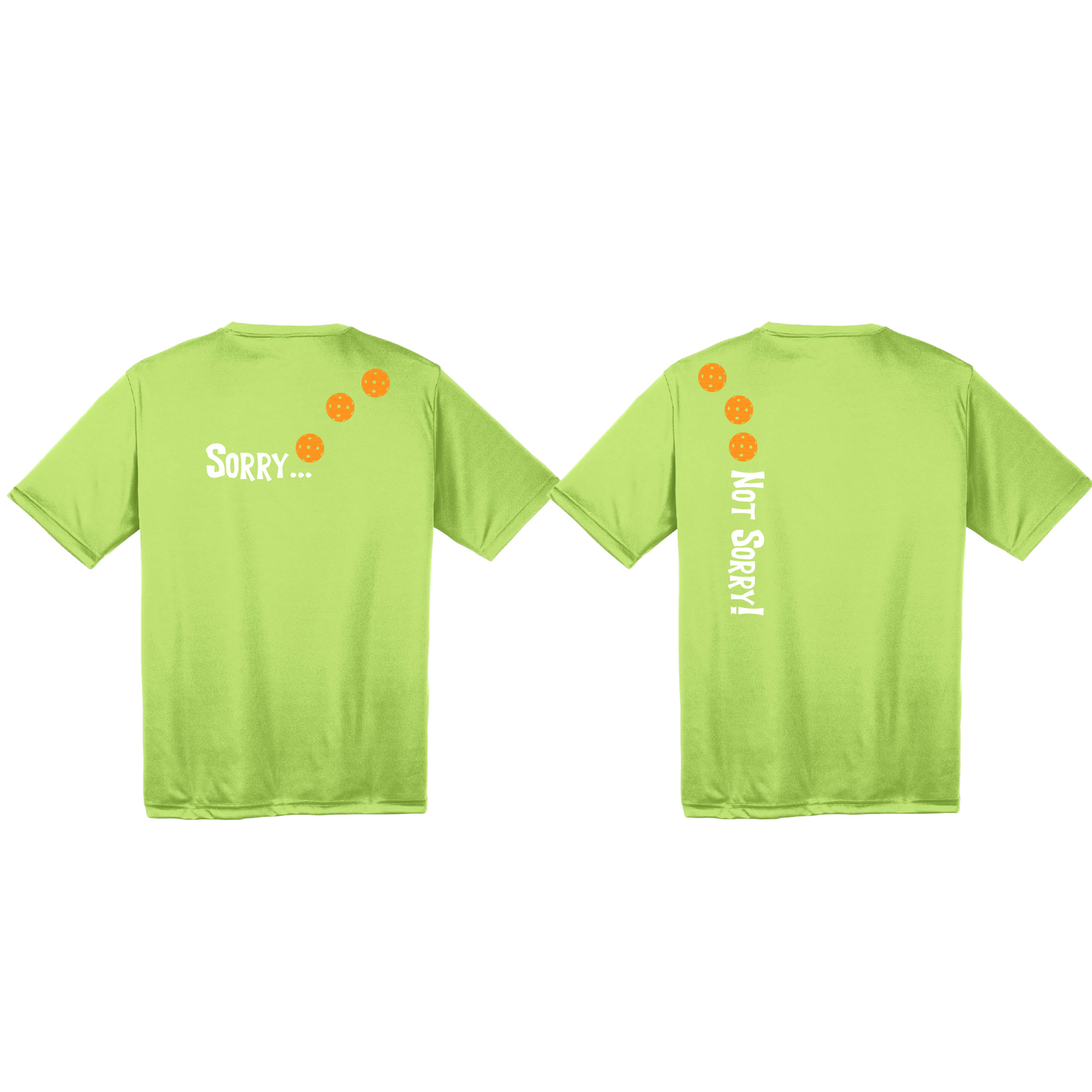 Sorry Not Sorry (Pickleballs Cyan Green Orange) | Men's Short Sleeve Athletic Shirt | 100% Polyester