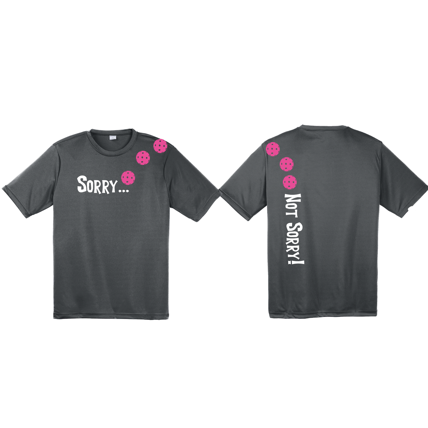 Sorry Not Sorry With Pickleballs (Pink Rainbow Red) Customizable | Men's Short Sleeve Athletic Shirt | 100% Polyester