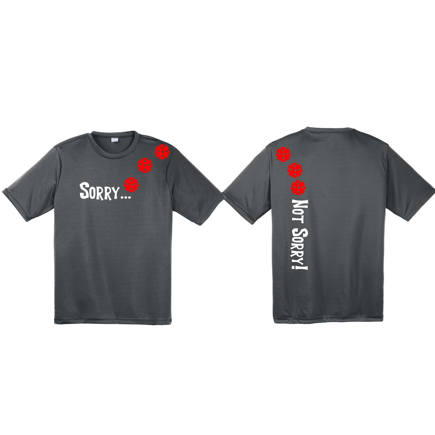 Sorry Not Sorry With Pickleballs (Pink Rainbow Red) Customizable | Men's Short Sleeve Athletic Shirt | 100% Polyester