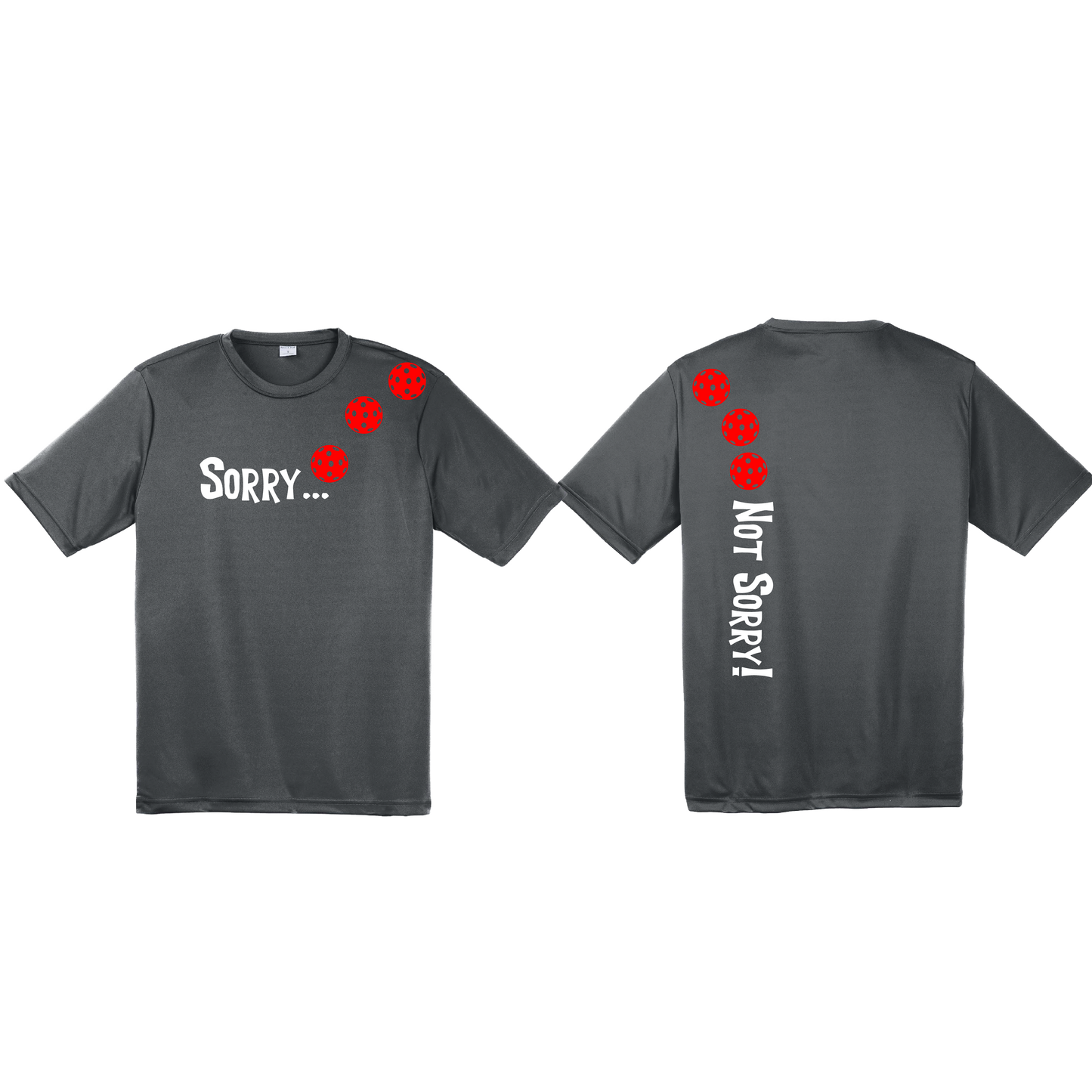 Sorry Not Sorry (Pickleballs Red White Yellow) | Men's Short Sleeve Athletic Shirt | 100% Polyester