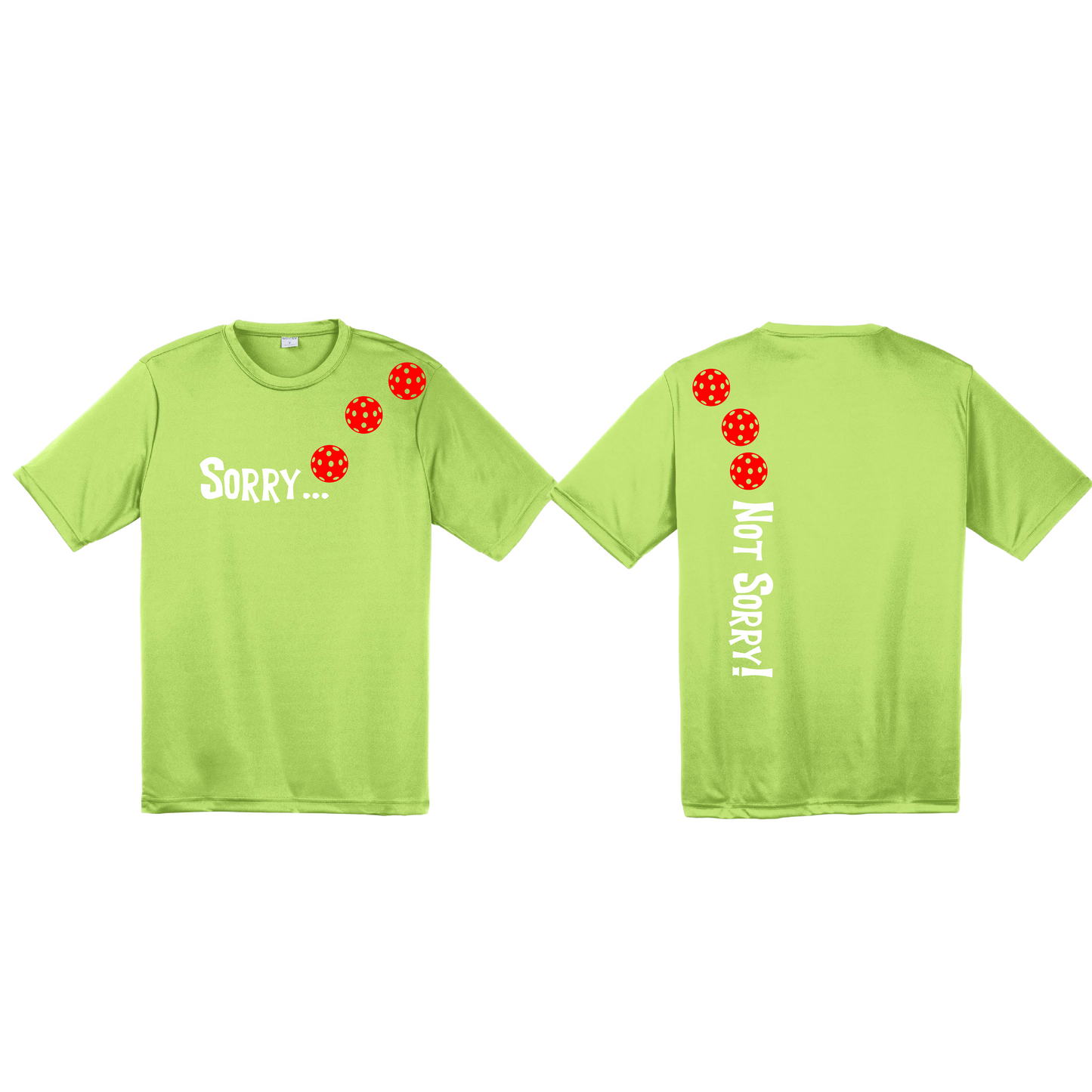 Sorry Not Sorry With Pickleballs (Pink Rainbow Red) Customizable | Men's Short Sleeve Athletic Shirt | 100% Polyester