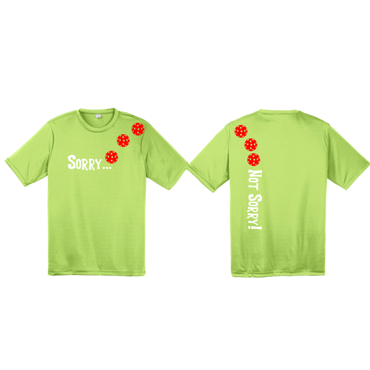 Sorry Not Sorry (Pickleballs Red White Yellow) | Men's Short Sleeve Athletic Shirt | 100% Polyester