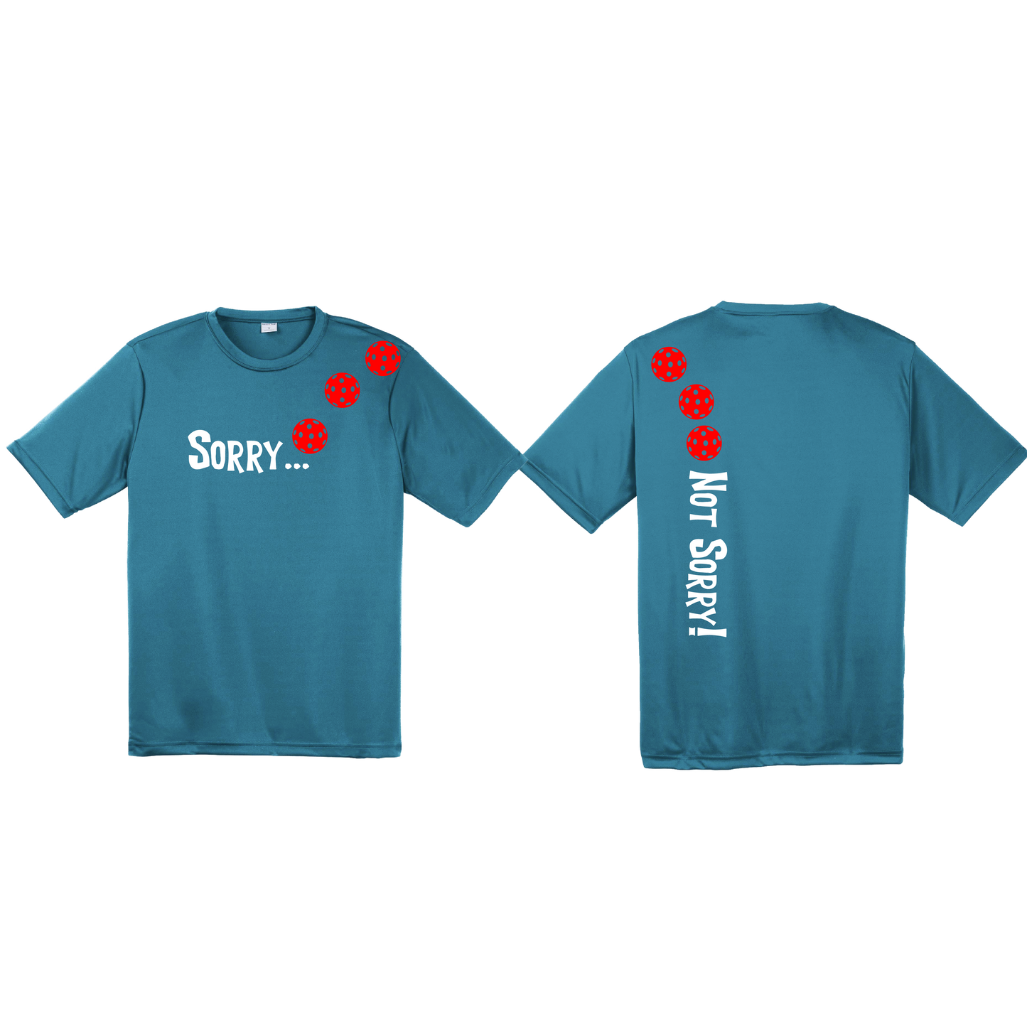 Sorry Not Sorry With Pickleballs (Pink Rainbow Red) Customizable | Men's Short Sleeve Athletic Shirt | 100% Polyester