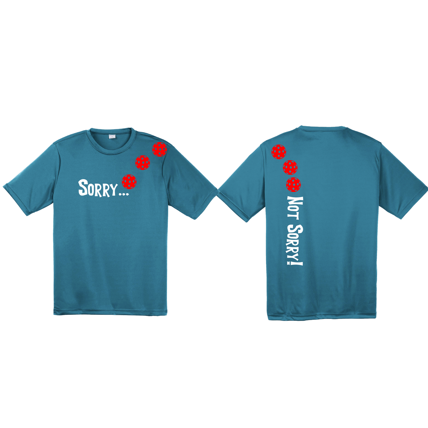 Sorry Not Sorry (Pickleballs Red White Yellow) | Men's Short Sleeve Athletic Shirt | 100% Polyester