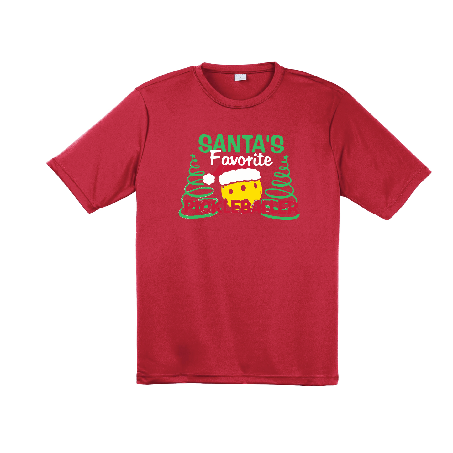 Santa's Favorite Pickleballer | Men's Short Sleeve Athletic Shirt | 100% Polyester