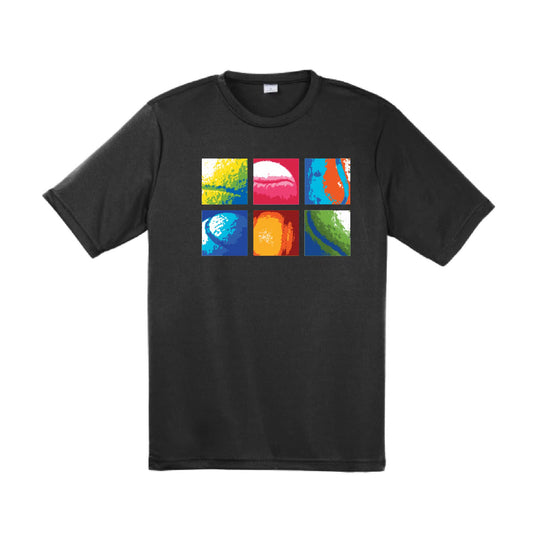 Tennis Squares | Men's Short Sleeve Athletic Tennis Performance T-Shirt | 100% Polyester