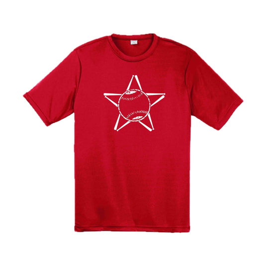 Baseball Star | Men's Short Sleeve Athletic Baseball Performance T-Shirt | 100% Polyester
