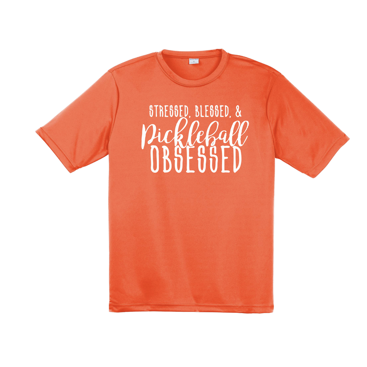 Stressed Blessed & Pickleball Obsessed | Men's Short Sleeve Athletic Shirt | 100% Polyester