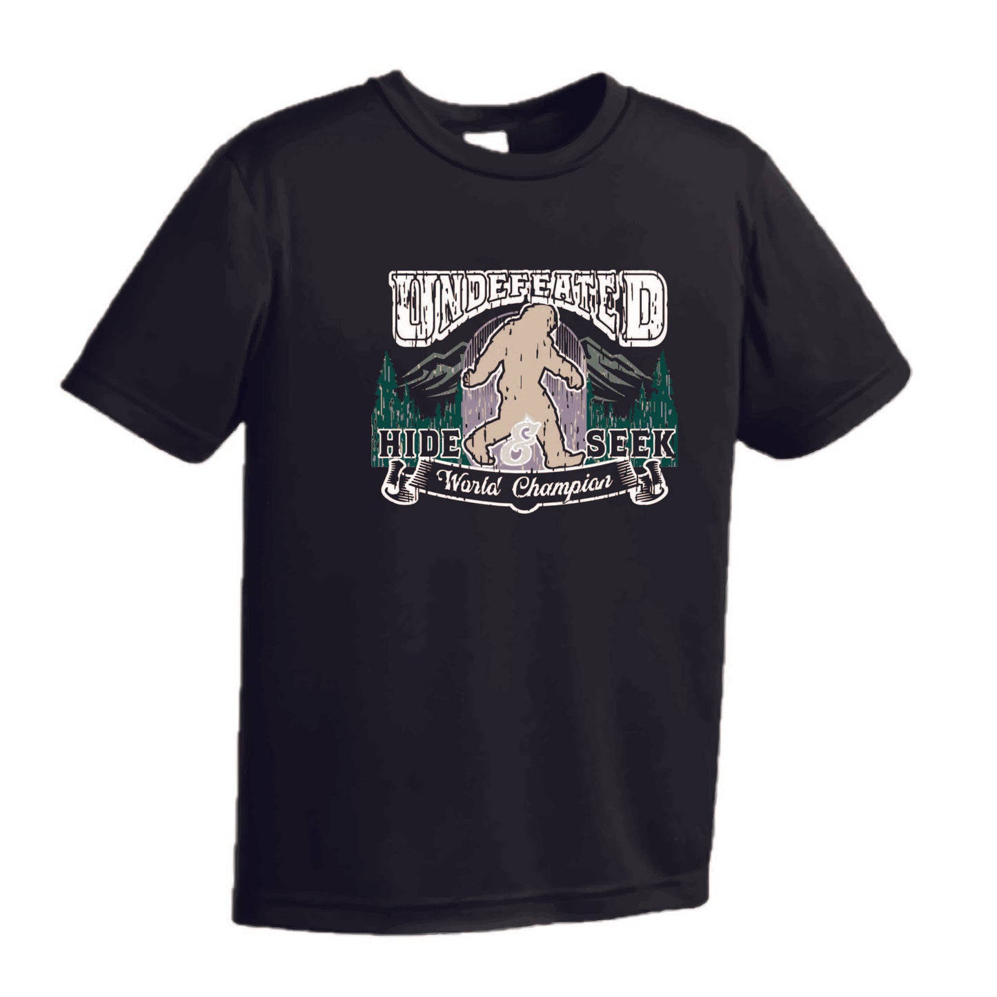 Undefeated Hide & Seek World Champion | Men's Short Sleeve Camping T-Shirt | 100% Polyester
