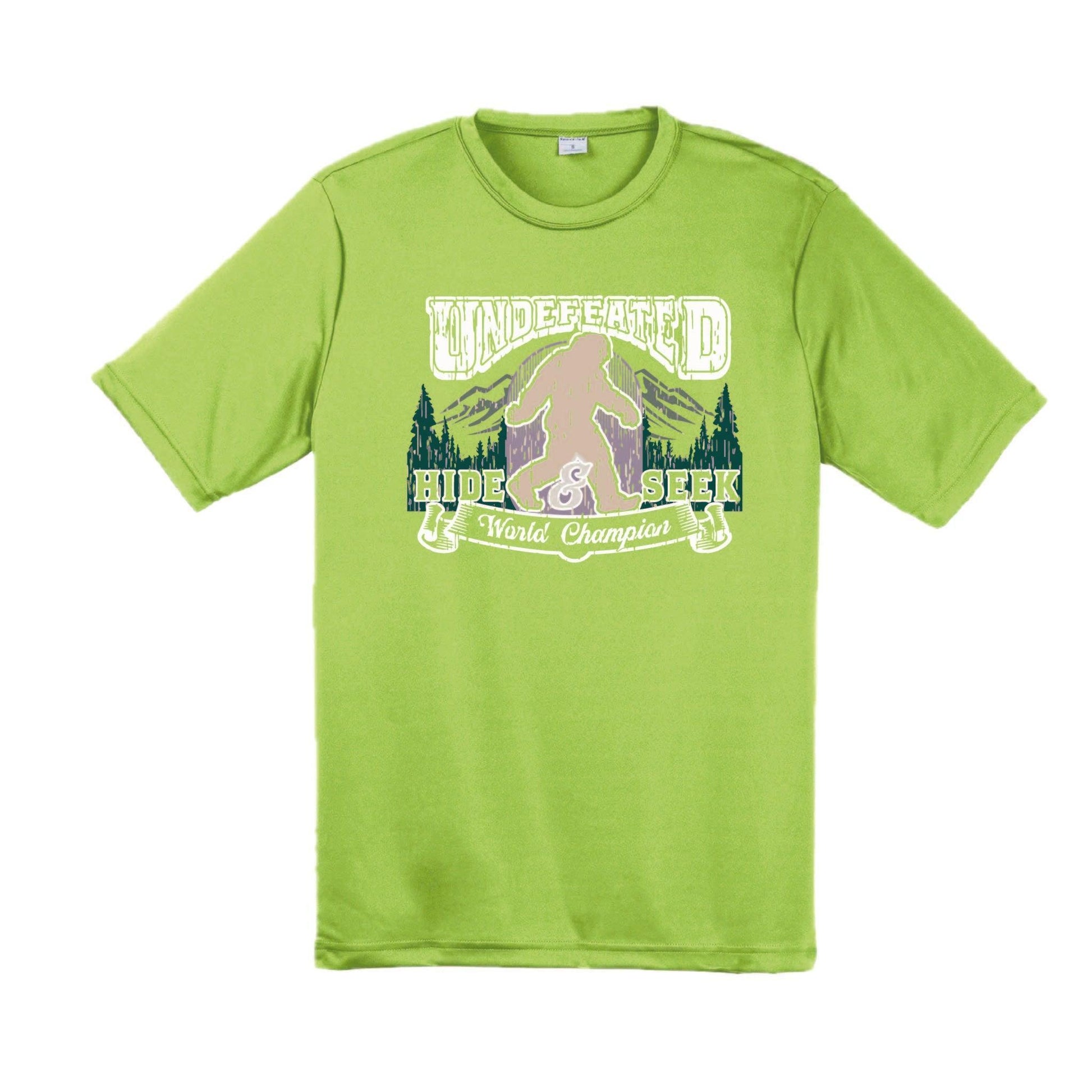 Undefeated Hide & Seek World Champion | Men's Short Sleeve Camping T-Shirt | 100% Polyester