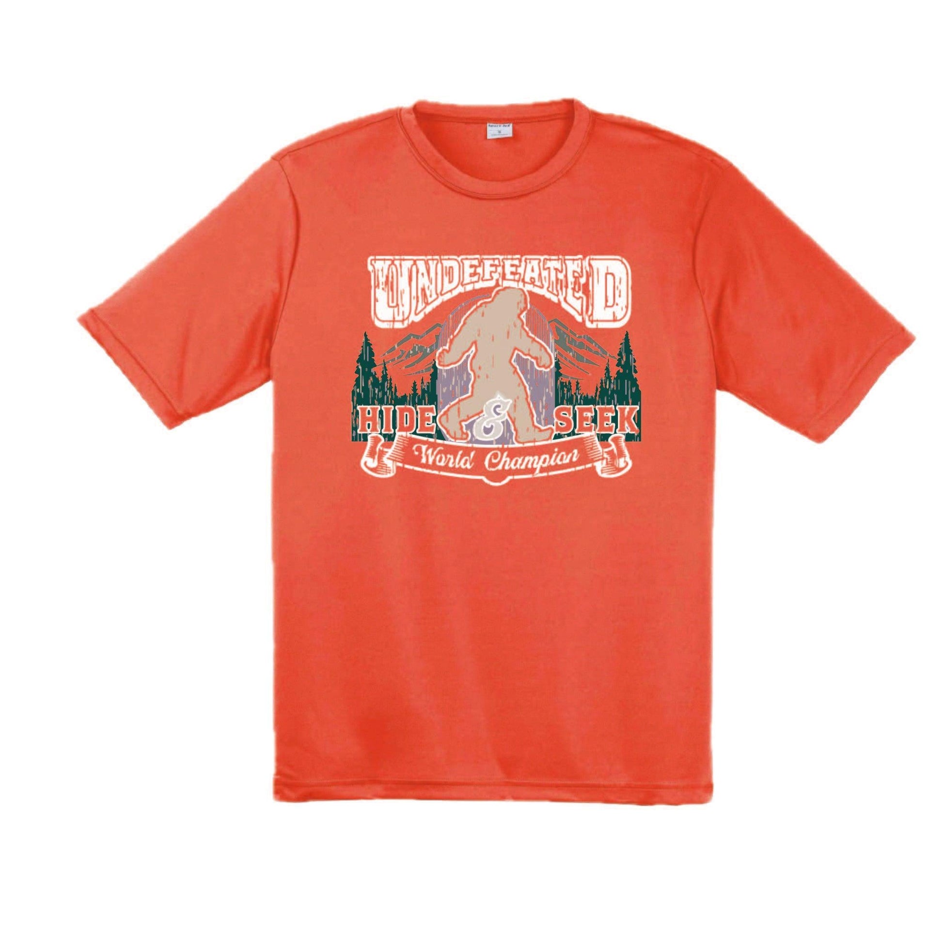 Undefeated Hide & Seek World Champion | Men's Short Sleeve Camping T-Shirt | 100% Polyester