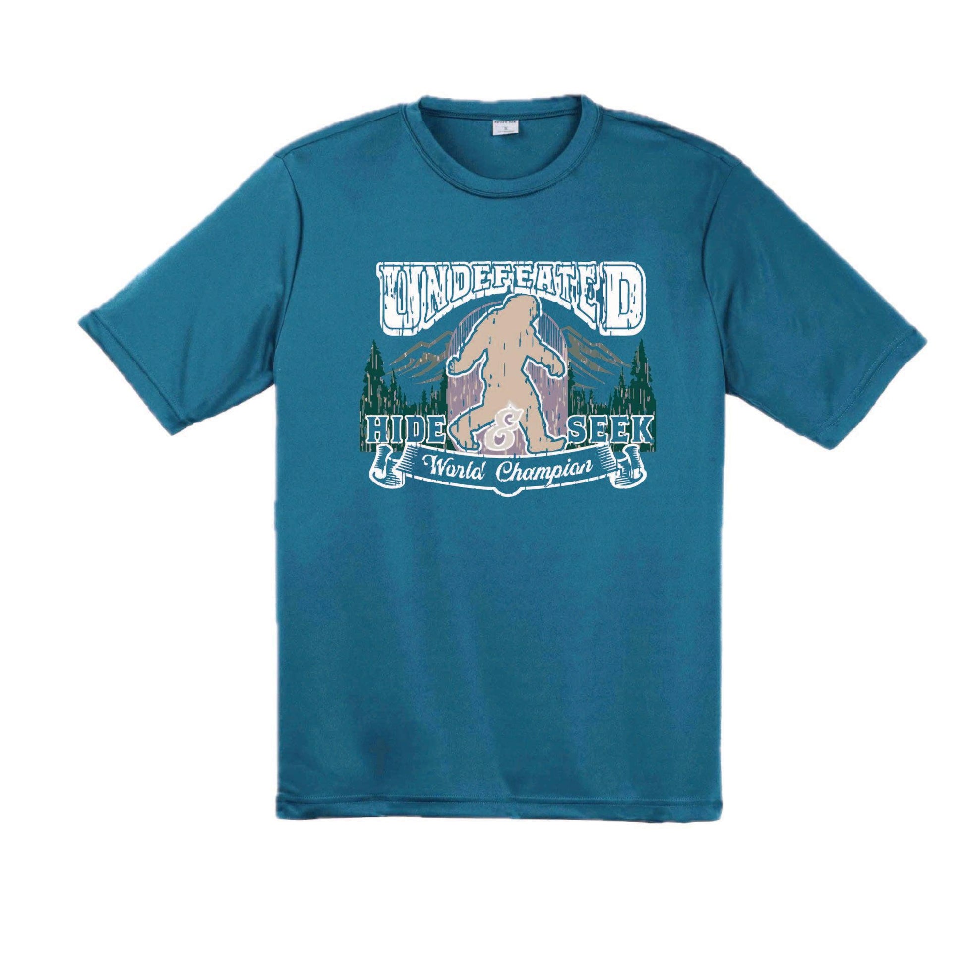 Undefeated Hide & Seek World Champion | Men's Short Sleeve Camping T-Shirt | 100% Polyester