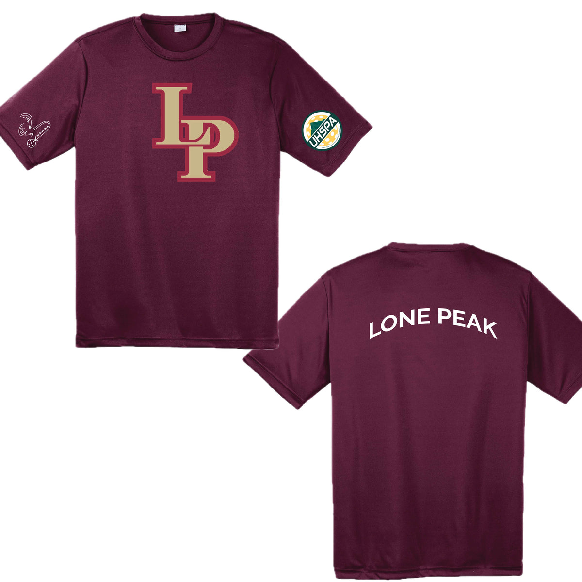 Lone Peak High USHPA Initials Design | Men's Short Sleeve White Crewneck T-Shirts | 100% Polyester