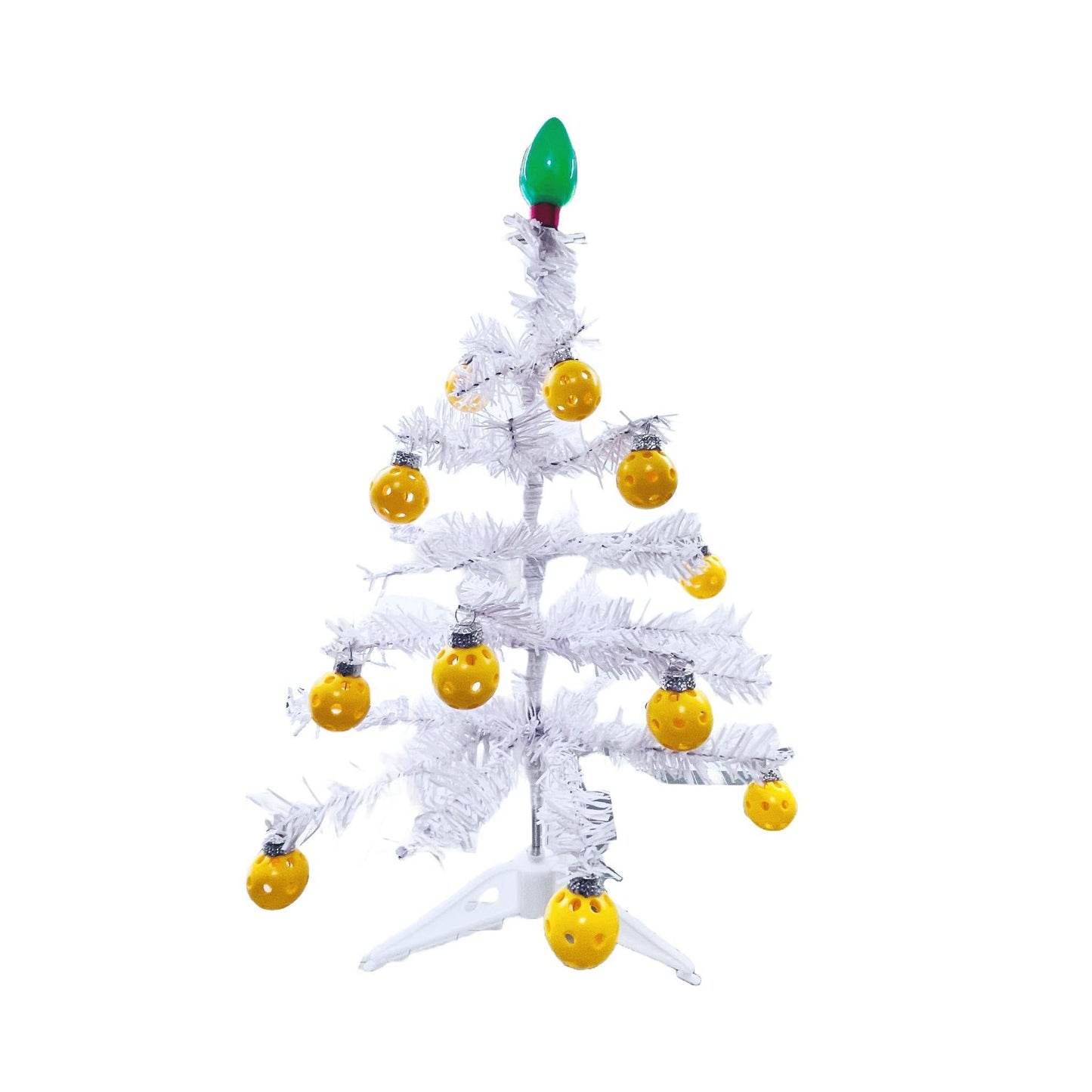 Micro White Christmas Tree With 12 Micro Pickleball Ornaments | Pickleball Christmas Gifts And Decor