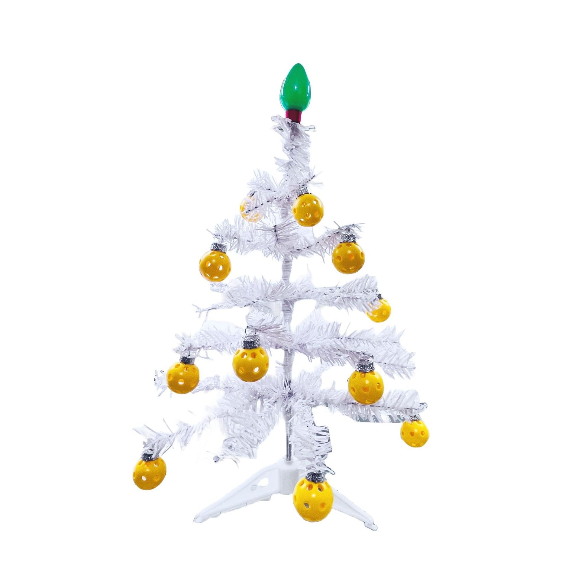 Micro White Christmas Tree With 12 Micro Pickleball Ornaments | Pickleball Christmas Gifts And Decor