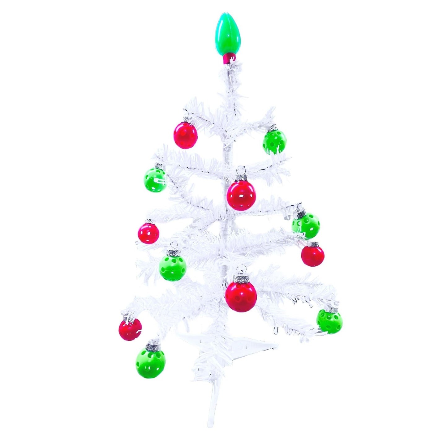 Micro White Christmas Tree With 12 Micro Pickleball Ornaments | Pickleball Christmas Gifts And Decor