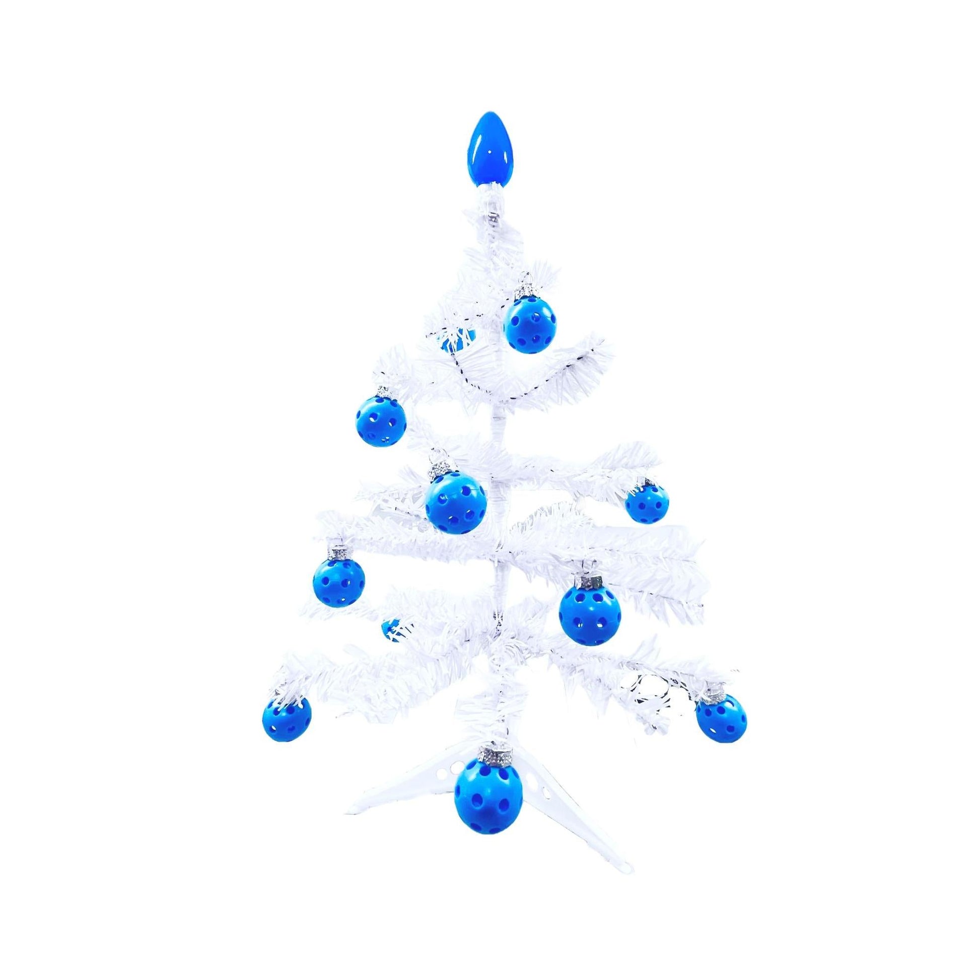 Micro White Christmas Tree With 12 Micro Pickleball Ornaments | Pickleball Christmas Gifts And Decor