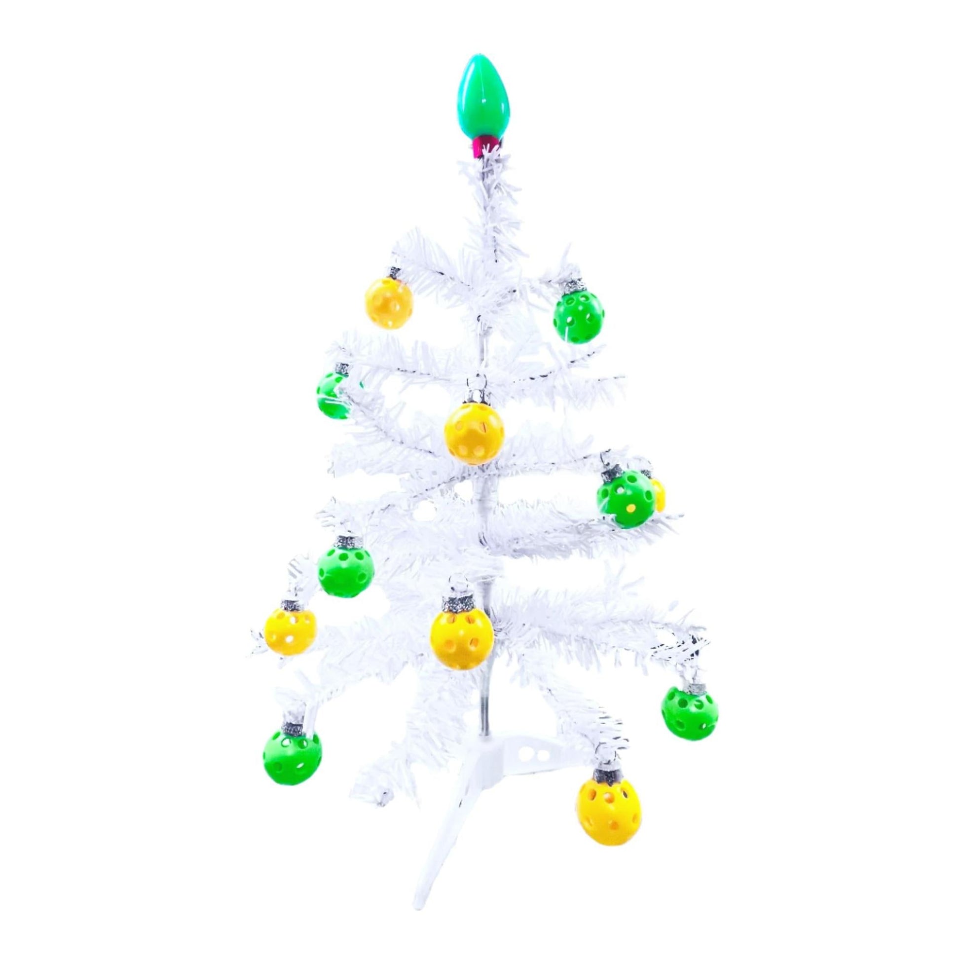 Micro White Christmas Tree With 12 Micro Pickleball Ornaments | Pickleball Christmas Gifts And Decor