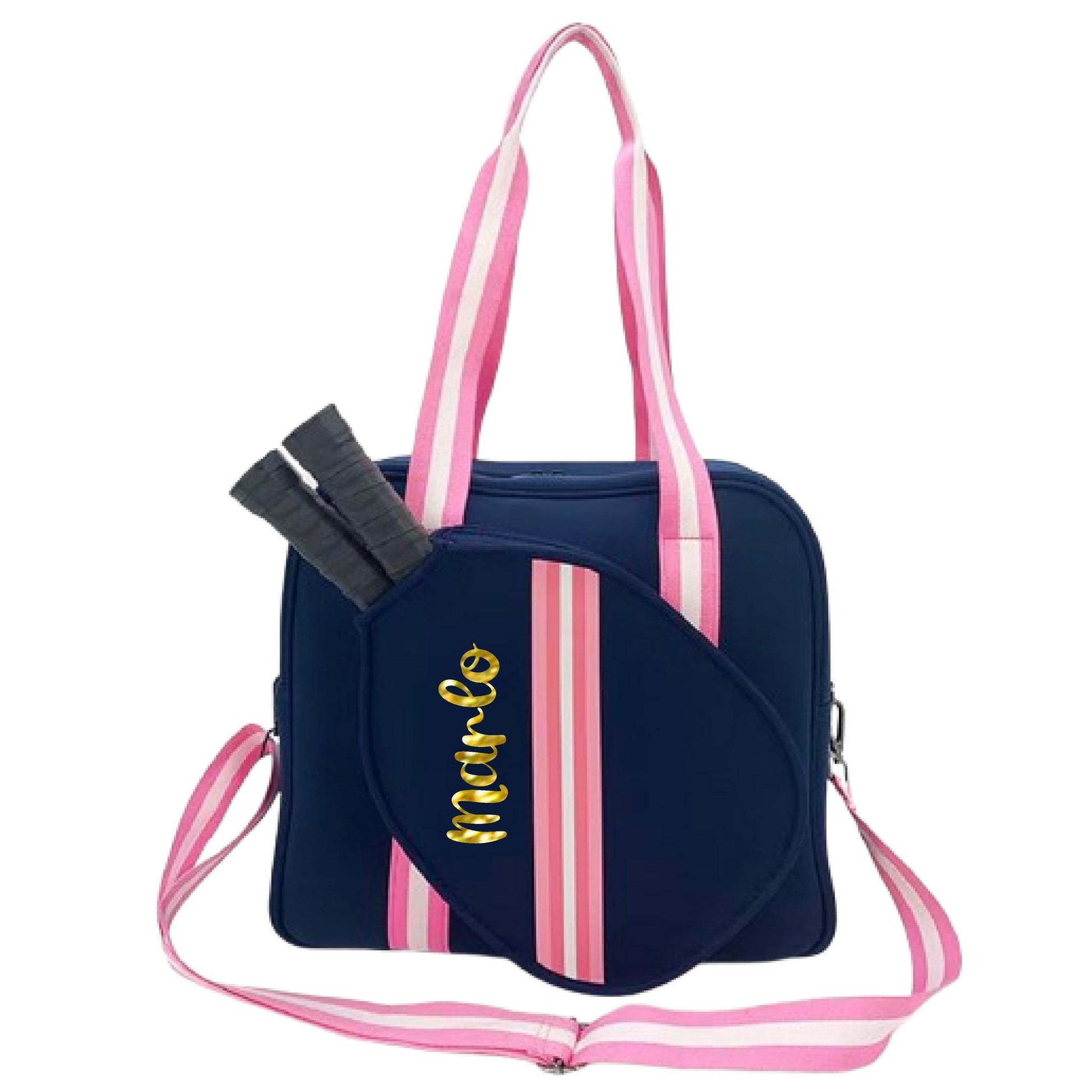 "Midnight" Blue with Pink Trim Pickleball Bag (Free Customization) | Pickleball Sports Bag | Medium Size Court Bag