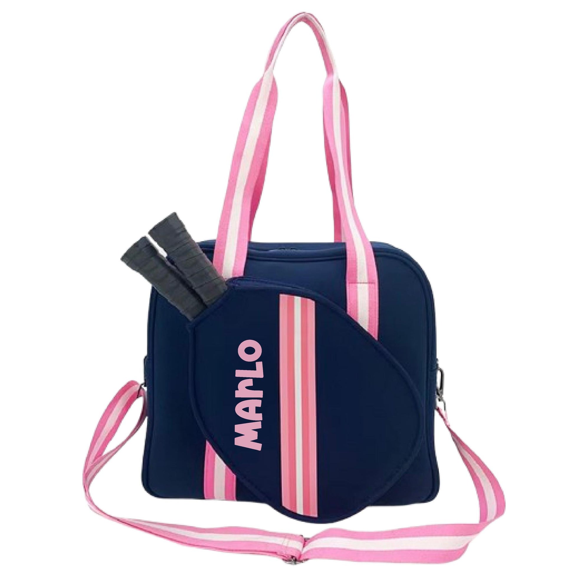 "Midnight" Blue with Pink Trim Pickleball Bag (Free Customization) | Pickleball Sports Bag | Medium Size Court Bag