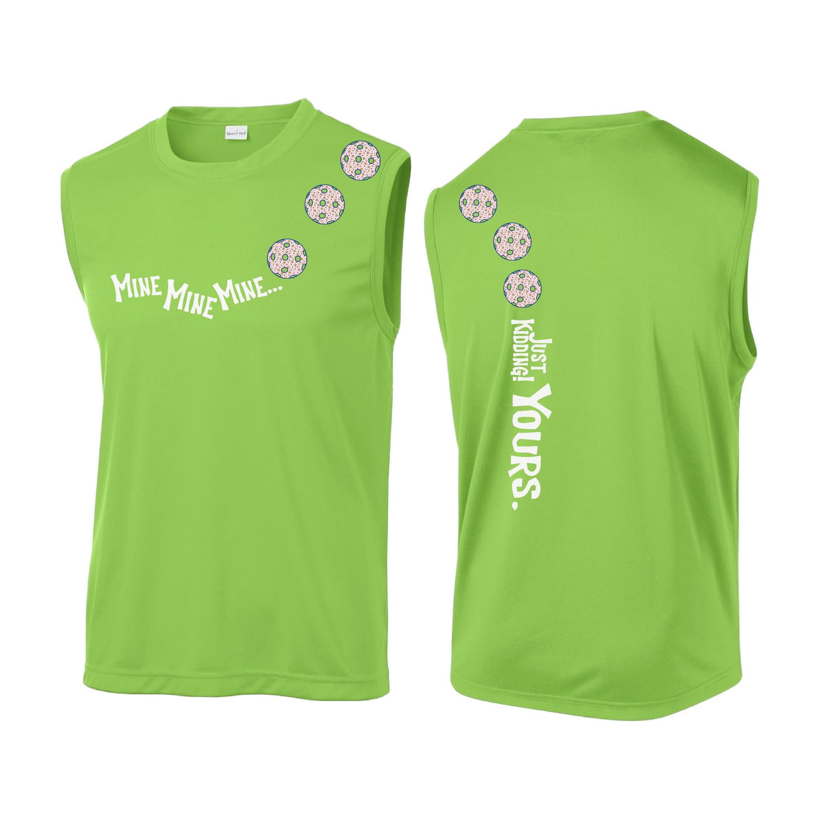 Mine JK Yours (10 Custom Pickleball Colors) | Men's Sleeveless Athletic Performance T-Shirt | 100% Polyester