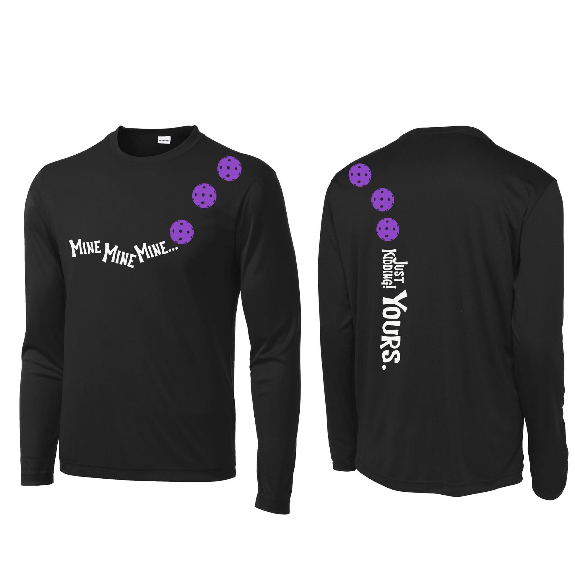 Mine JK Yours (Pickleballs Pink Purple Rainbow) | Men's Long Sleeve Athletic Performance T-Shirt | 100% Polyester