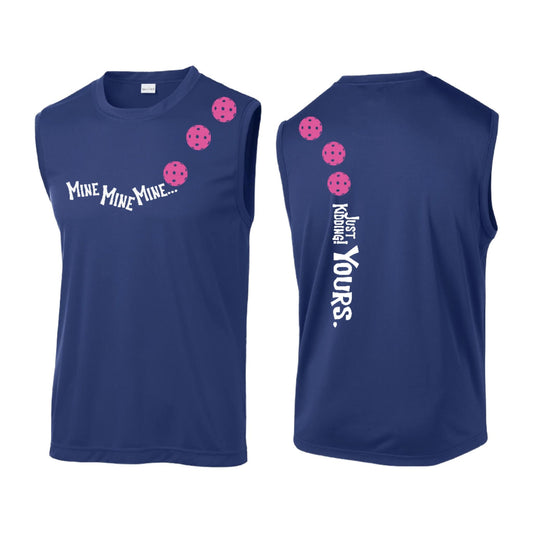 Mine JK Yours (Pickleballs Pink Purple Rainbow) | Men's Sleeveless Athletic Performance T-Shirt | 100% Polyester