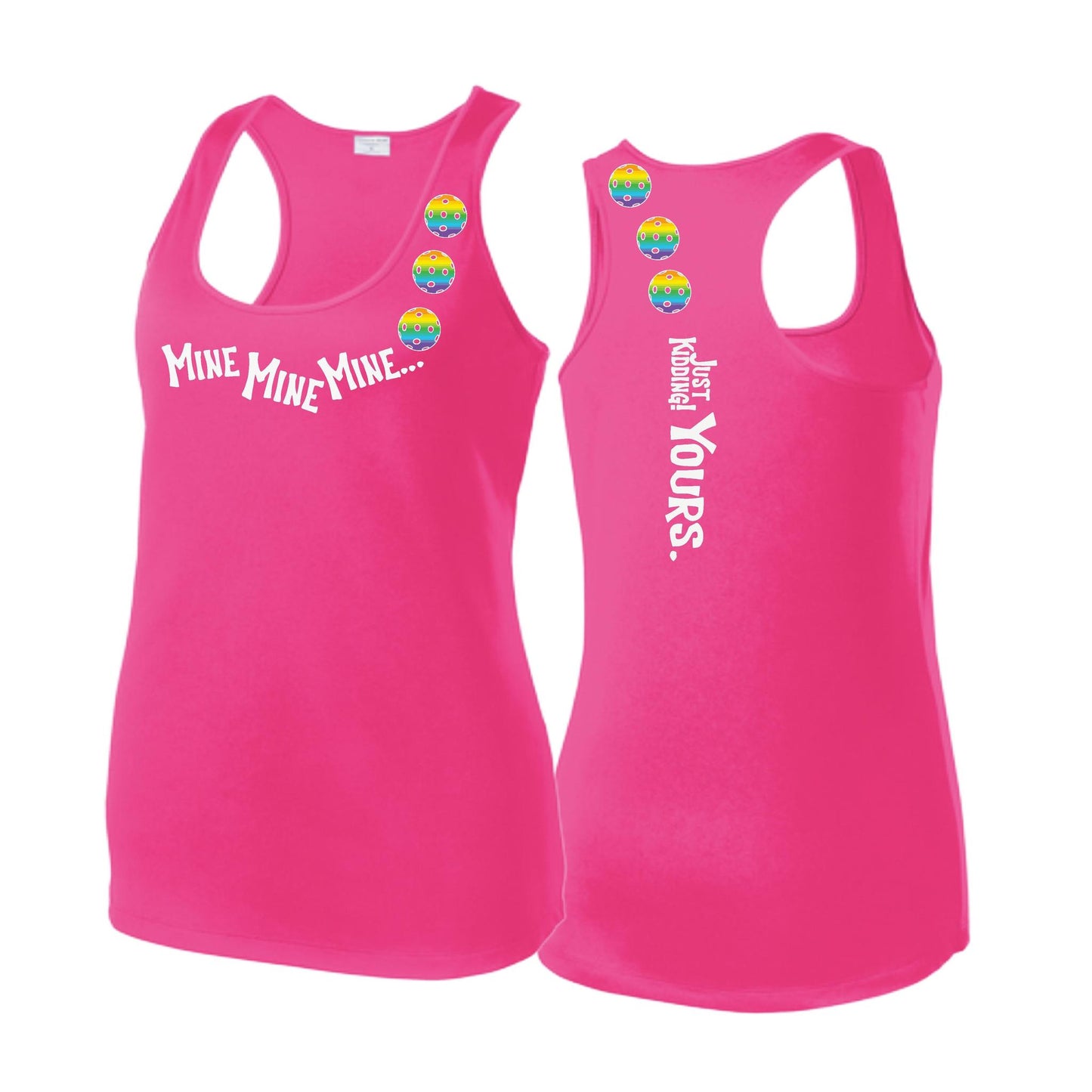 Mine JK Yours (10 Custom Pickleball Colors) | Women's Racerback Pickleball Tank | 100% Polyester