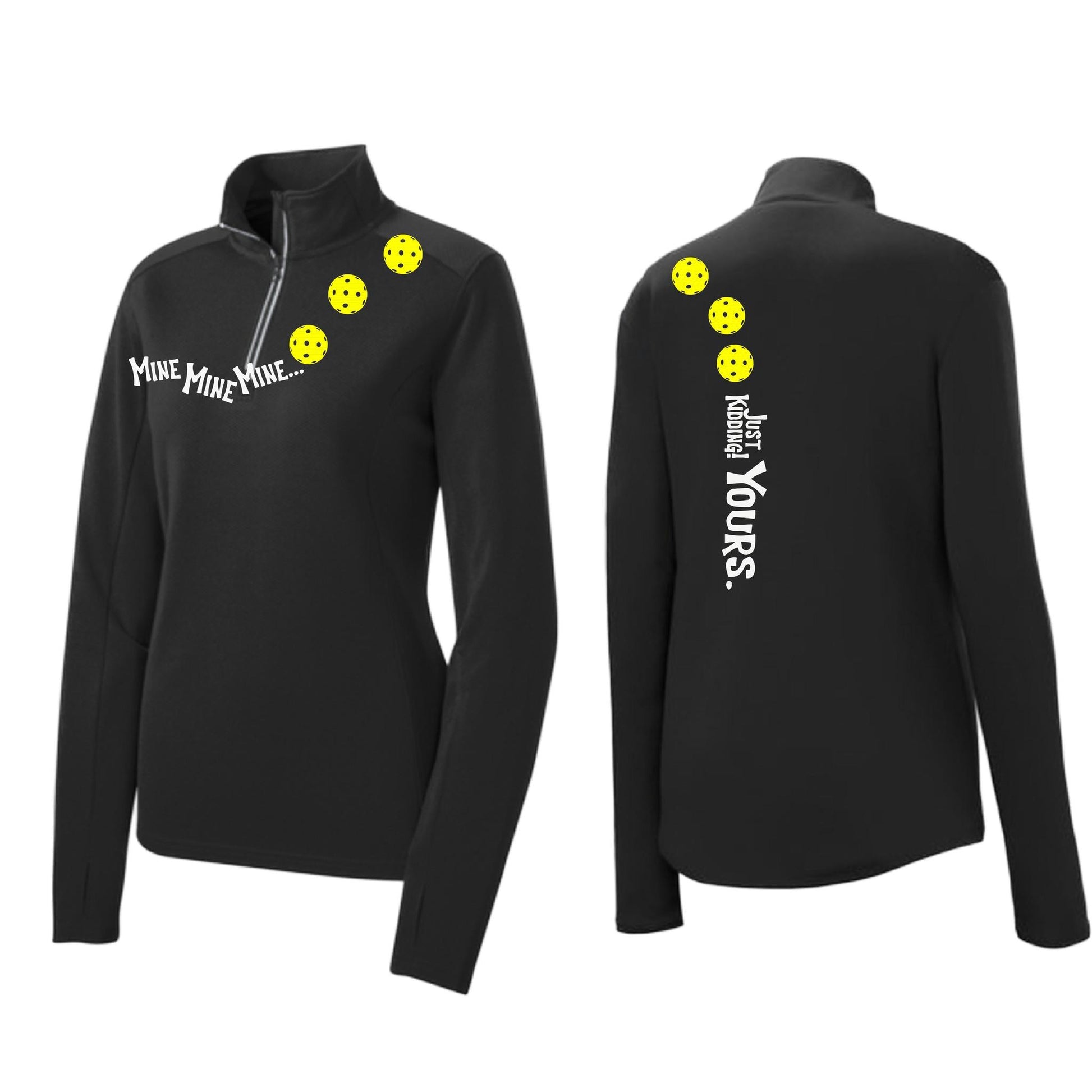 Mine JK Yours (Pickleballs Red) | Clearance Women's 1/4 Zip Pickleball Performance Pullover Shirt | 100% Polyester
