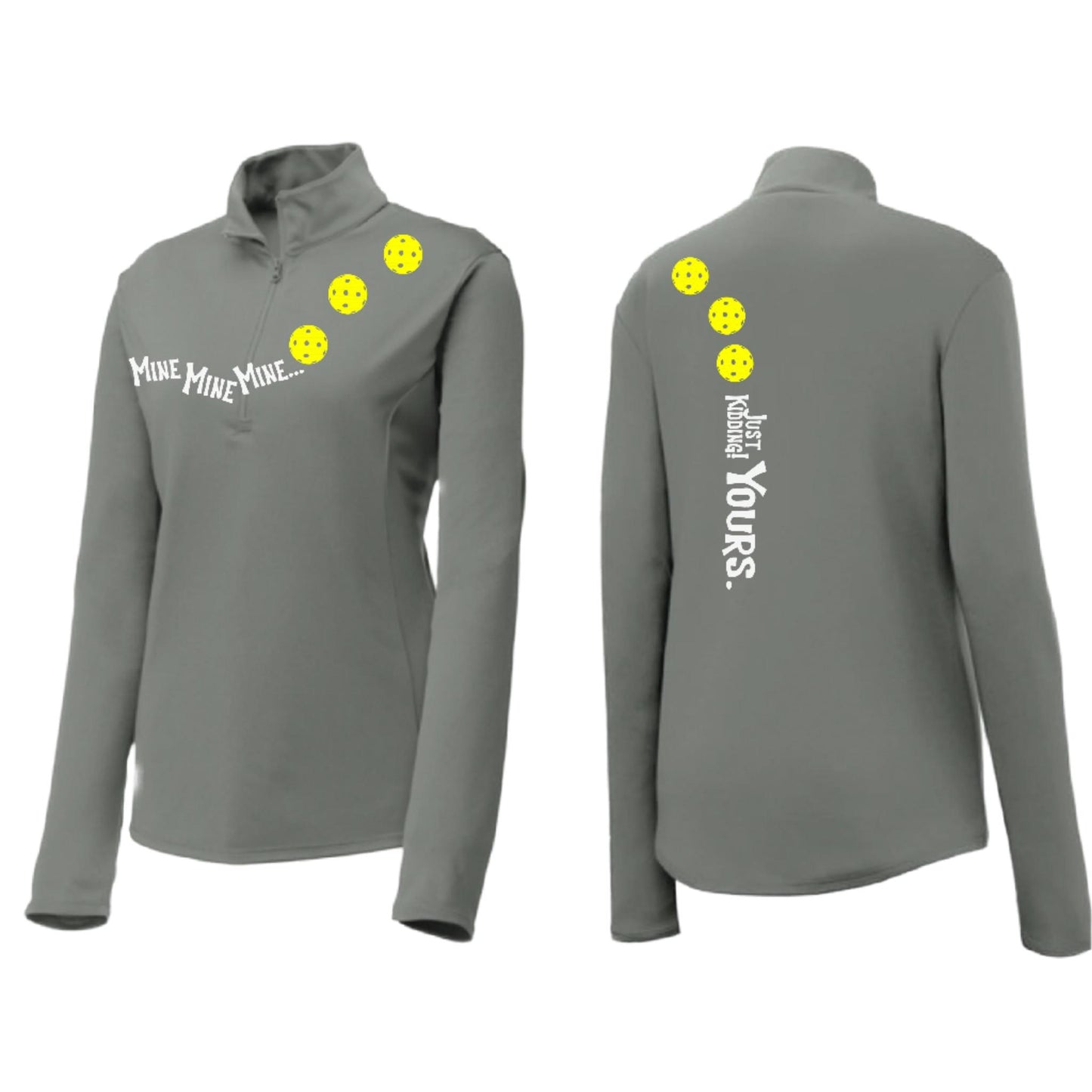 Mine JK Yours (Pickleballs Red) | Clearance Women's 1/4 Zip Pickleball Performance Pullover Shirt | 100% Polyester
