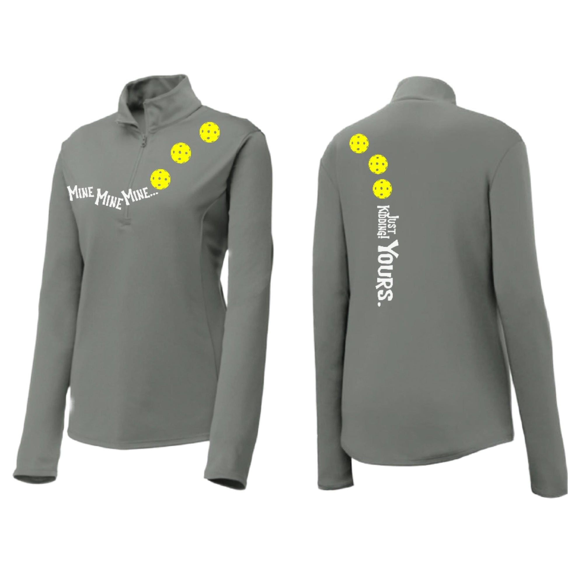 Mine JK Yours (Pickleballs Red) | Clearance Women's 1/4 Zip Pickleball Performance Pullover Shirt | 100% Polyester