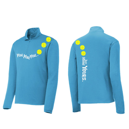 Mine JK Yours (Pickleballs Red White Yellow) | Men's 1/4 Zip Long Sleeve Pullover Athletic Performance Shirt | 100% Polyester