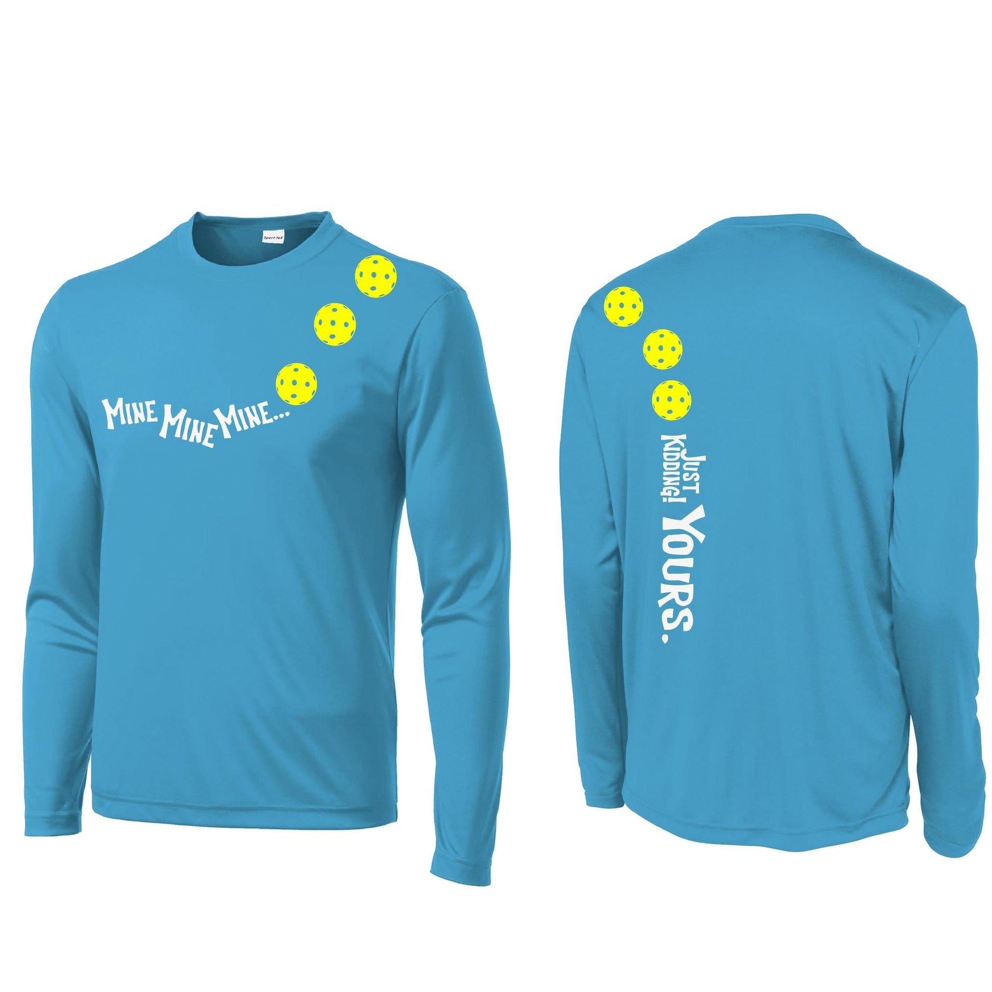 Mine JK Yours (Pickleballs Red White Yellow) | Men's Long Sleeve Athletic Performance T-Shirt | 100% Polyester