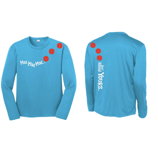 Mine JK Yours (Pickleballs Red White Yellow) | Youth Long Sleeve Pickleball Performance T-Shirts | 100% Polyester