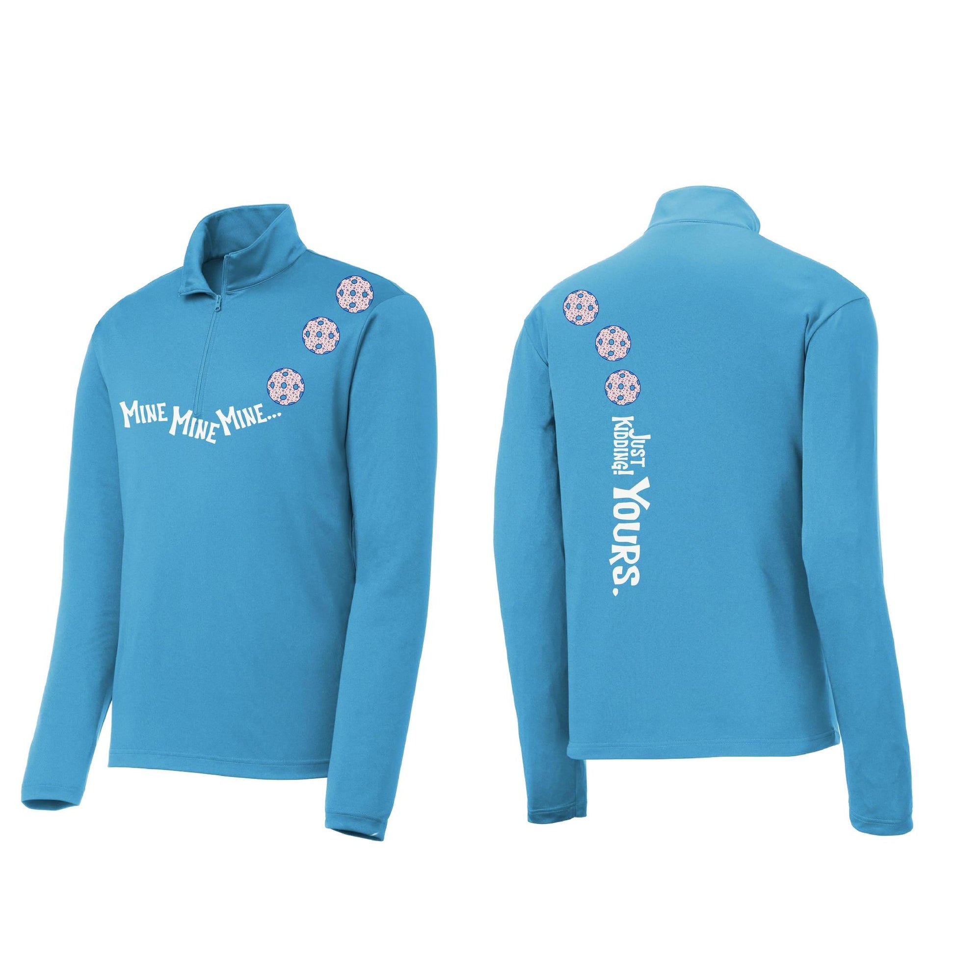 Mine JK Yours (Pickleballs With Stars) | Men's 1/4 Zip Long Sleeve Pullover Athletic Performance Shirt | 100% Polyester