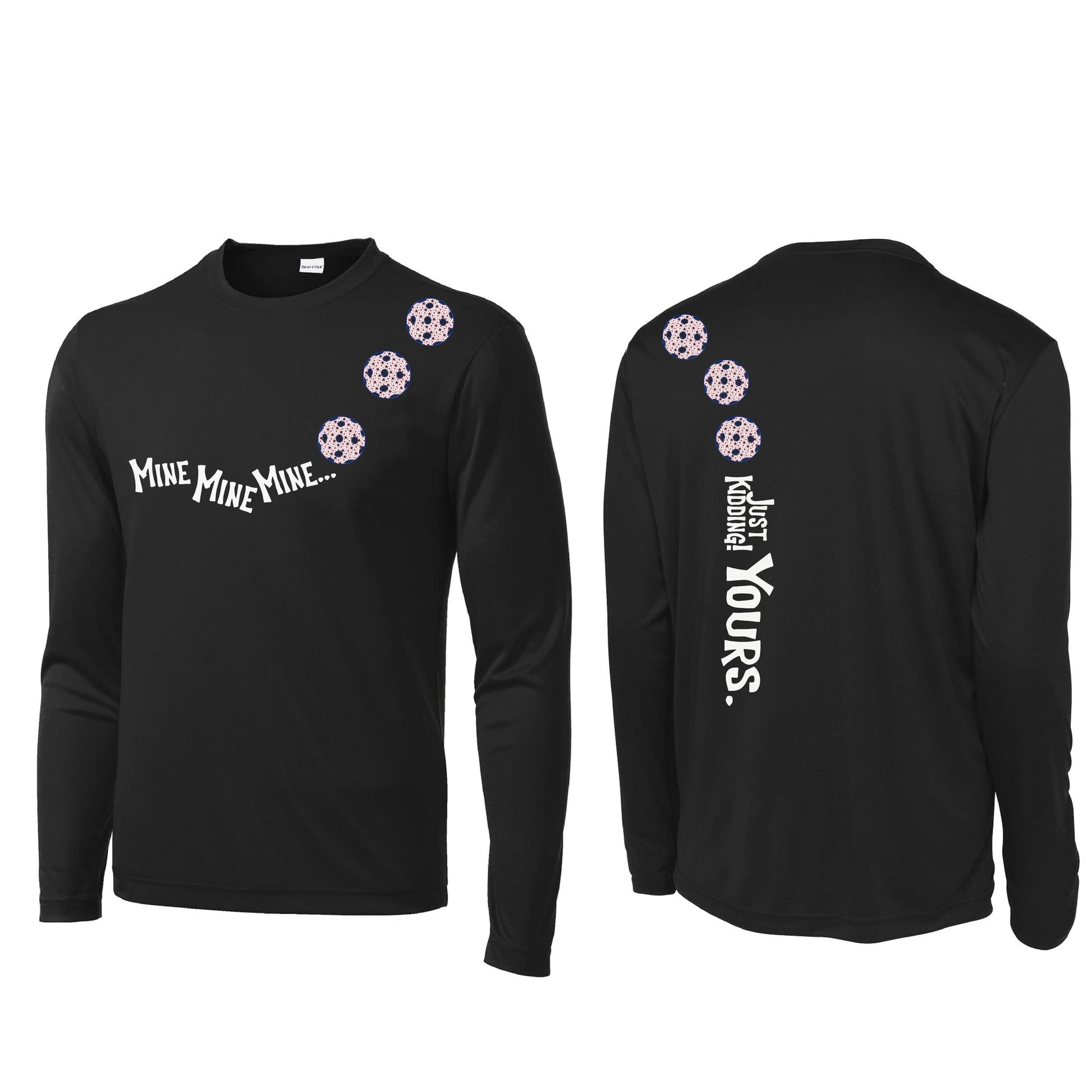 Mine JK Yours (Pickleballs With Stars) | Men's Long Sleeve Athletic Performance T-Shirt | 100% Polyester