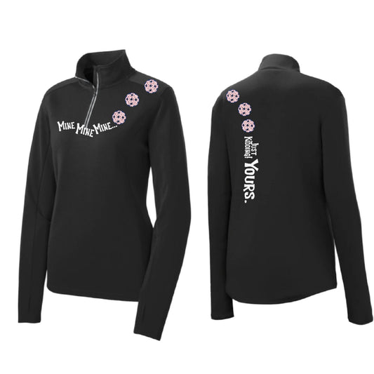 Mine JK Yours (Pickleballs With Stars) | Women's 1/4 Zip Pickleball Performance Pullover Shirt | 100% Polyester