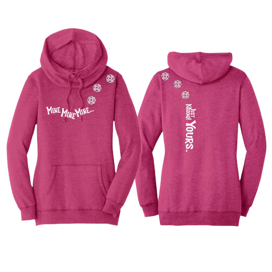 Mine JK Yours (Pickleballs With Stars) | Women’s Cowl-Neck Hoodie Pickleball Sweatshirt | 55% Cotton 45% Poly Fleece