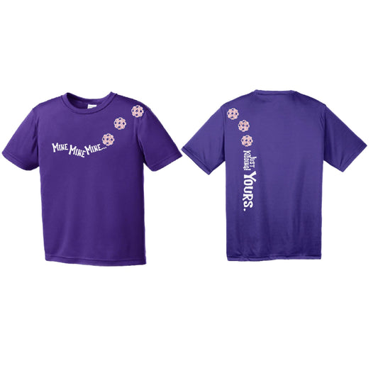 Mine JK Yours (Pickleballs With Stars) | Youth Short Sleeve Pickleball Performance T-Shirts | 100% Polyester