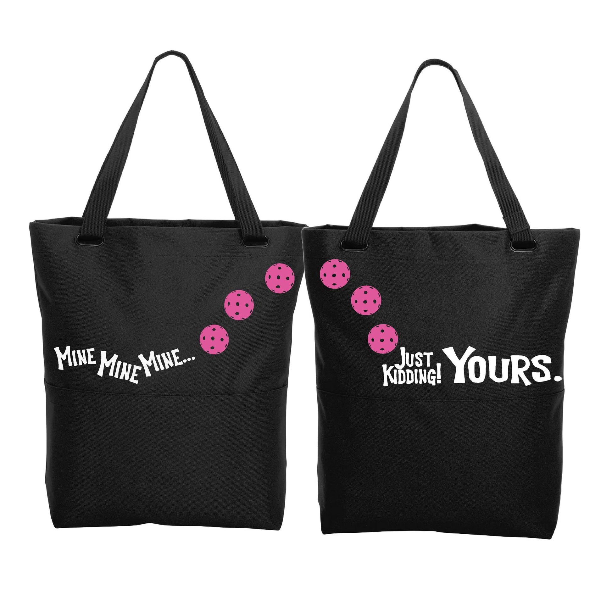 Mine JK Yours With Pickleballs (Customizable) | Pickleball Sports Convertible Tote Bag | Medium Size Court Tote Bag