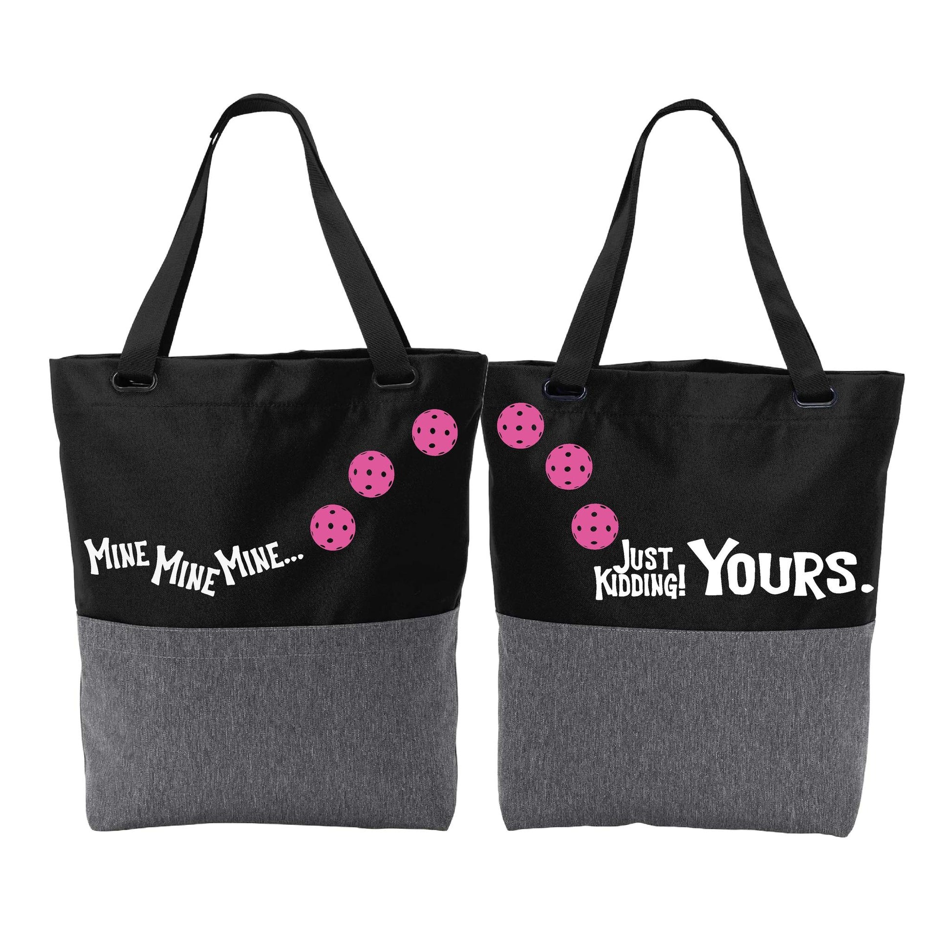 Mine JK Yours With Pickleballs (Customizable) | Pickleball Sports Convertible Tote Bag | Medium Size Court Tote Bag