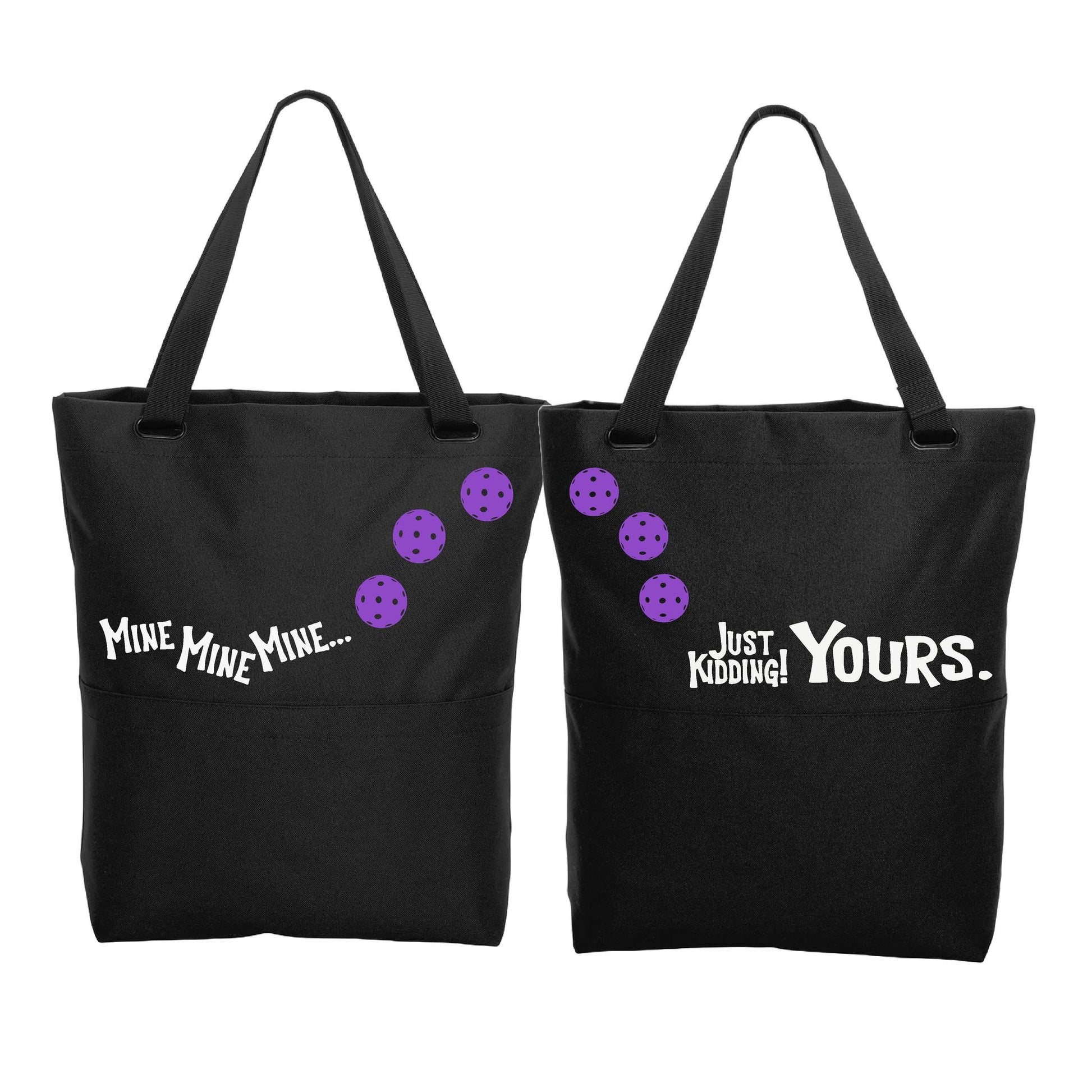 Mine JK Yours With Pickleballs (Customizable) | Pickleball Sports Convertible Tote Bag | Medium Size Court Tote Bag