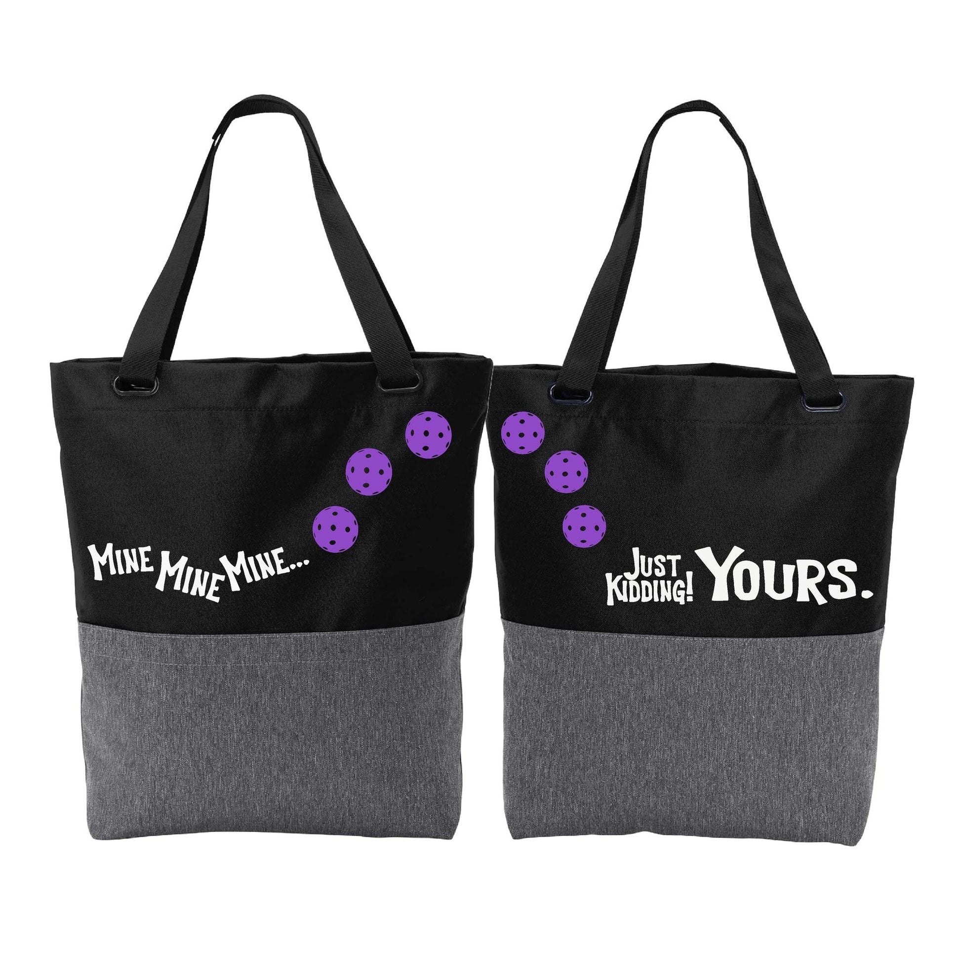 Mine JK Yours With Pickleballs (Customizable) | Pickleball Sports Convertible Tote Bag | Medium Size Court Tote Bag