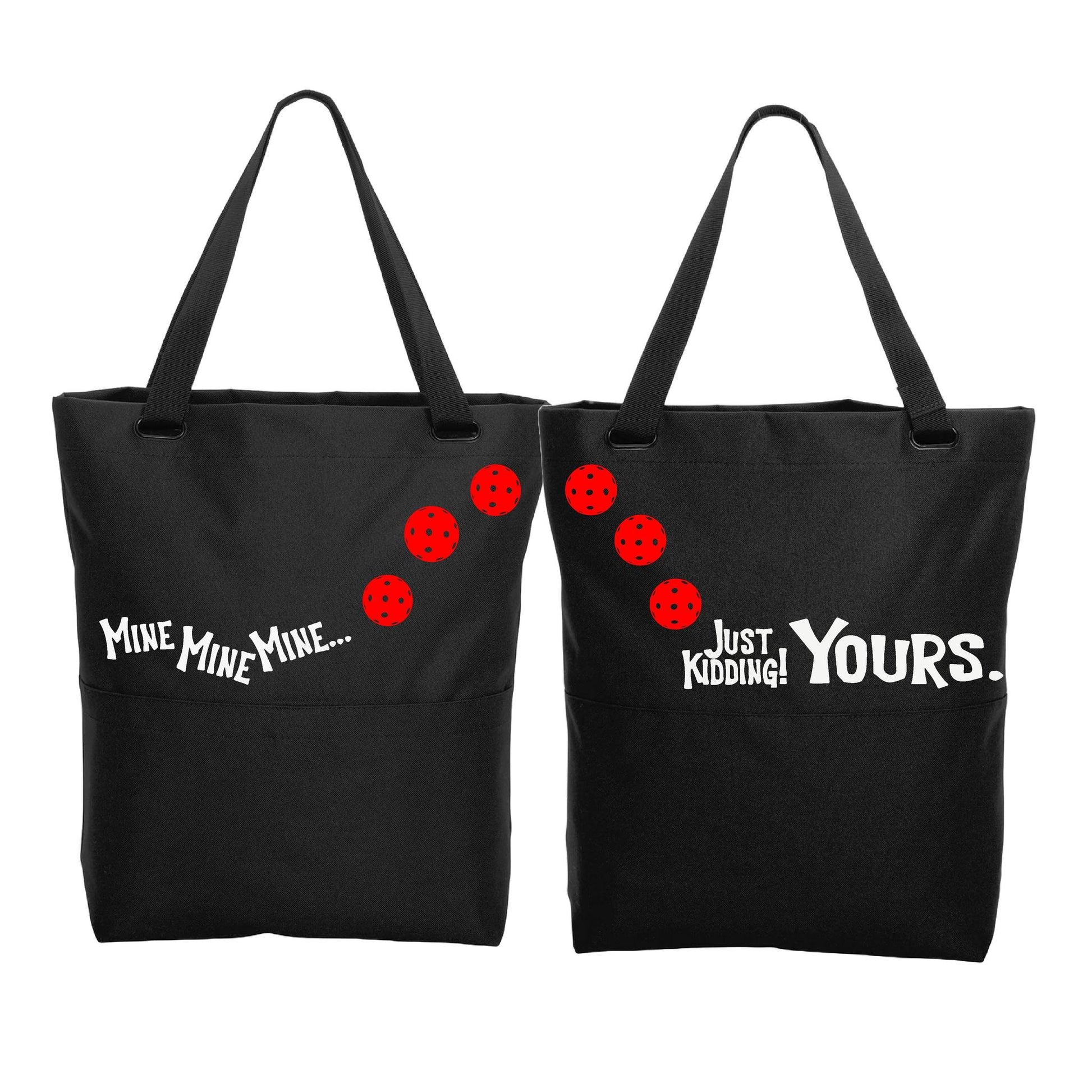 Mine JK Yours With Pickleballs (Customizable) | Pickleball Sports Convertible Tote Bag | Medium Size Court Tote Bag