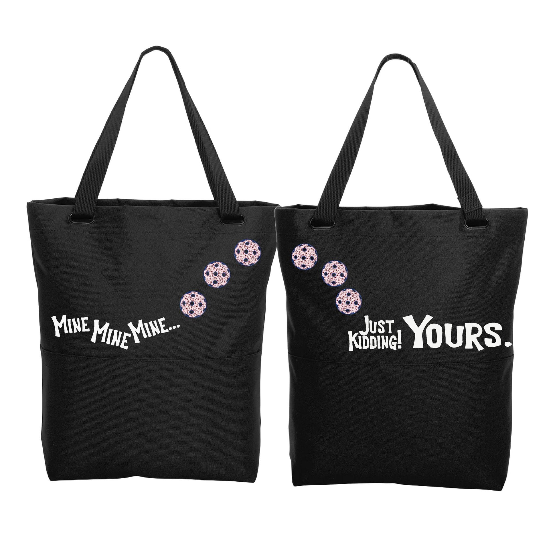 Mine JK Yours With Pickleballs (Customizable) | Pickleball Sports Convertible Tote Bag | Medium Size Court Tote Bag