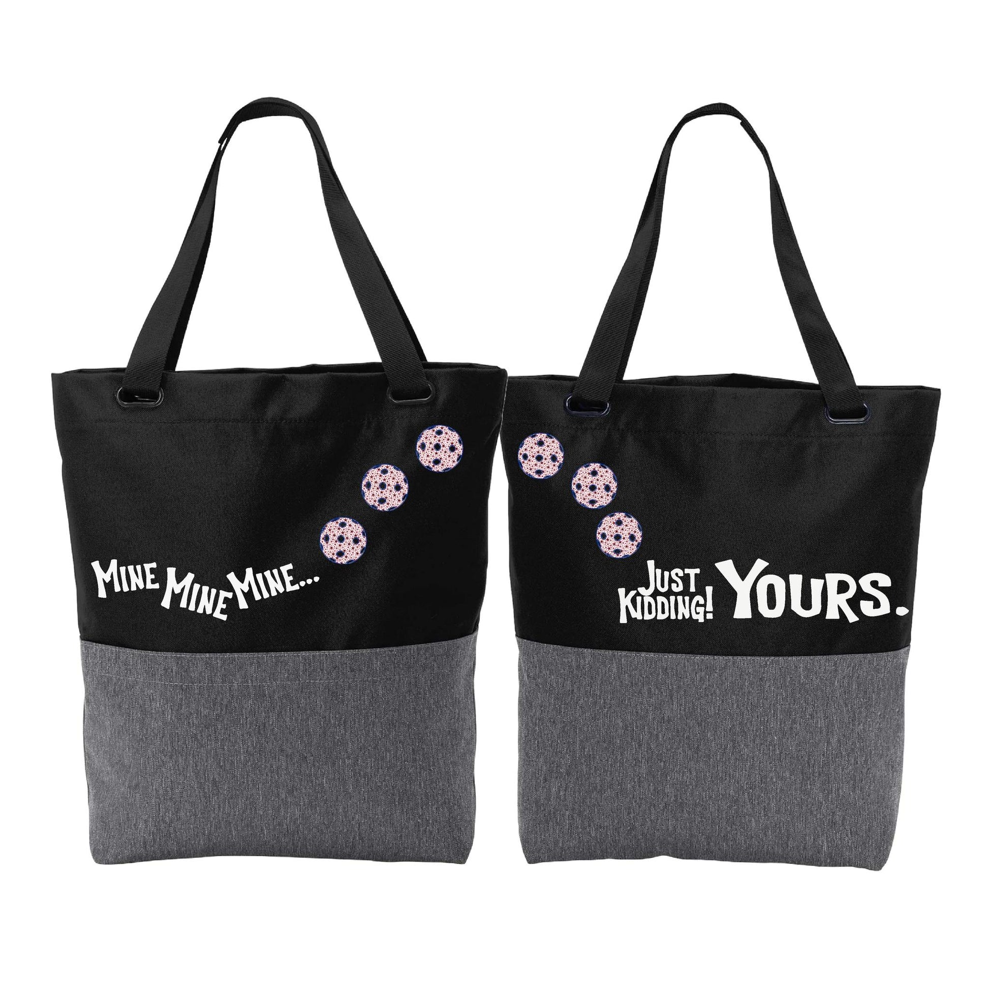 Mine JK Yours With Pickleballs (Customizable) | Pickleball Sports Convertible Tote Bag | Medium Size Court Tote Bag