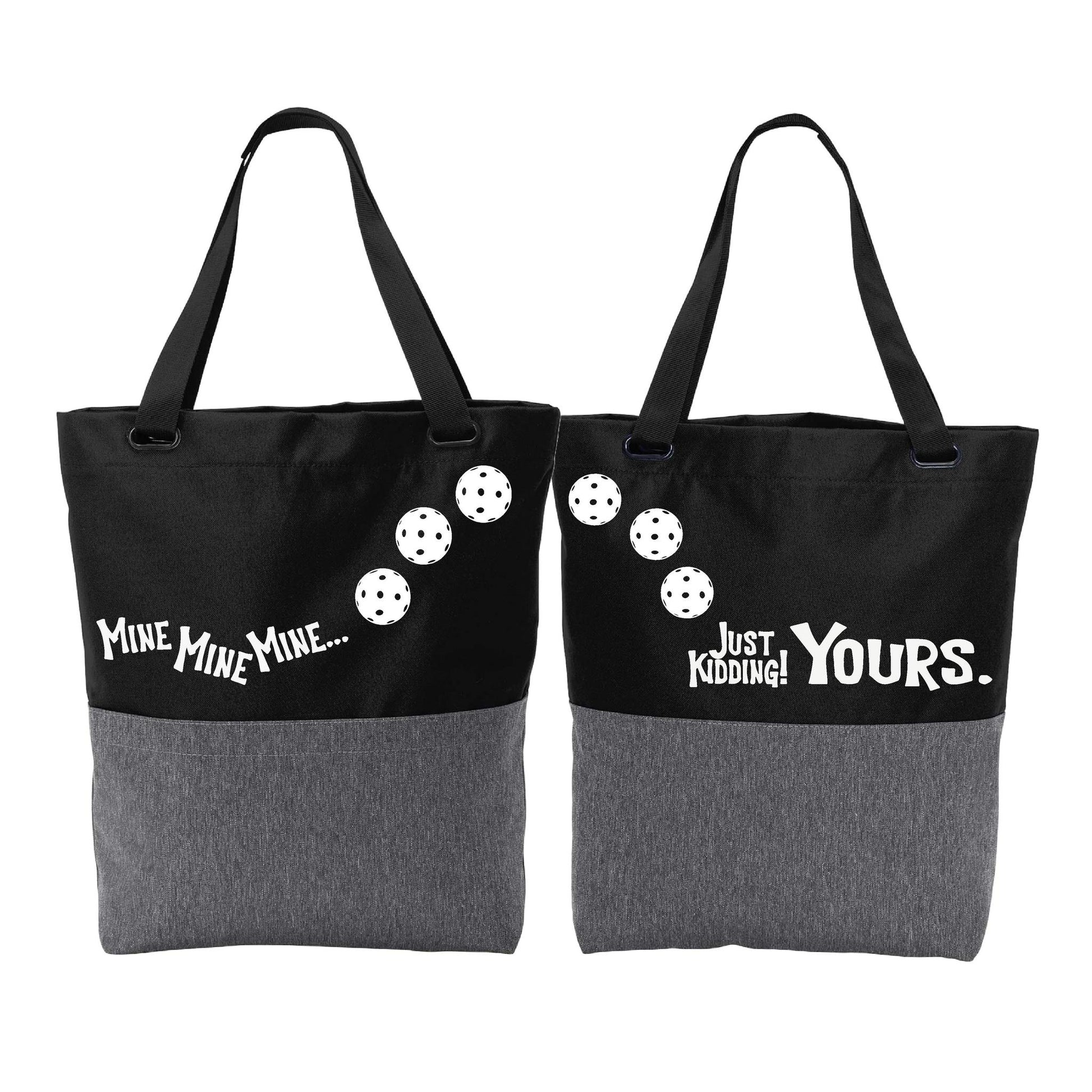 Mine JK Yours With Pickleballs (Customizable) | Pickleball Sports Convertible Tote Bag | Medium Size Court Tote Bag