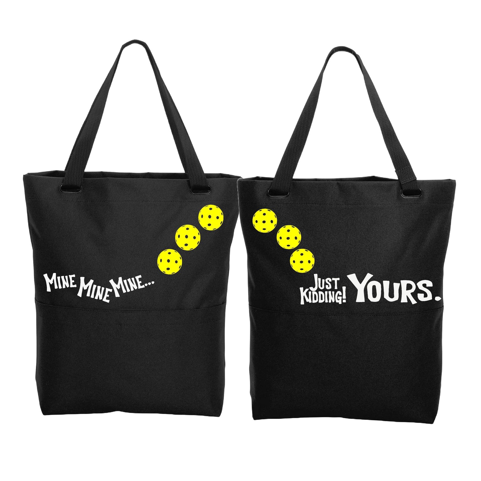 Mine JK Yours With Pickleballs (Customizable) | Pickleball Sports Convertible Tote Bag | Medium Size Court Tote Bag