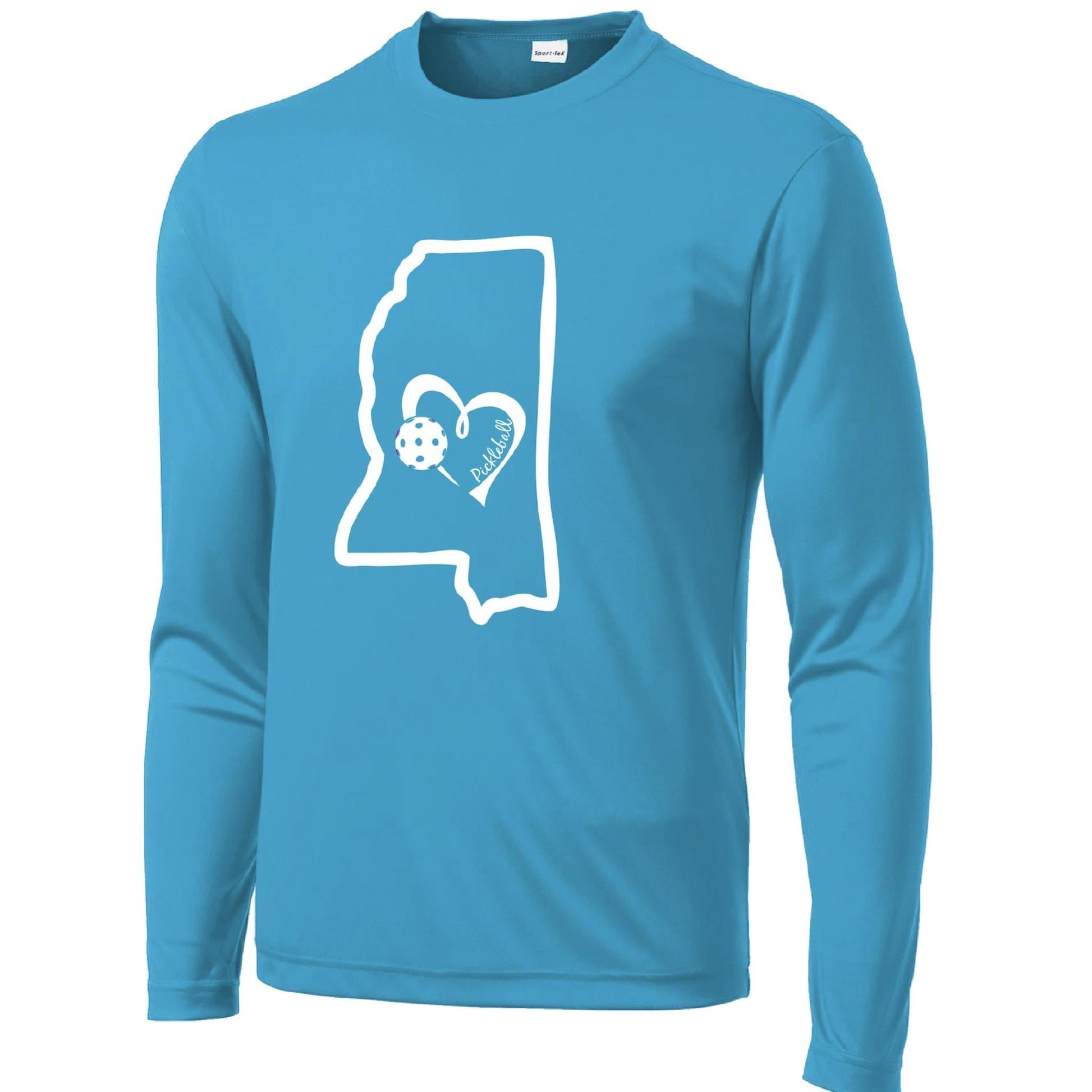 Mississippi State With Pickleball Love | Men's Long Sleeve Athletic Performance T-Shirt | 100% Polyester